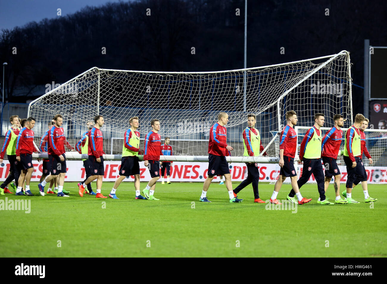 Usti Nad Labem, Czech Republic. 21st Mar, 2017. Czech national football team players in action during the training session in Usti nad Labem, Czech Republic, March 21, 2017 prior to the friendly with Lithuania on Wednesday and qualifier for the World Championship between Czech Republic and San Marino on Sunday, March 26, 2017. CTK Photo/Ondrej Hajek) Stock Photo