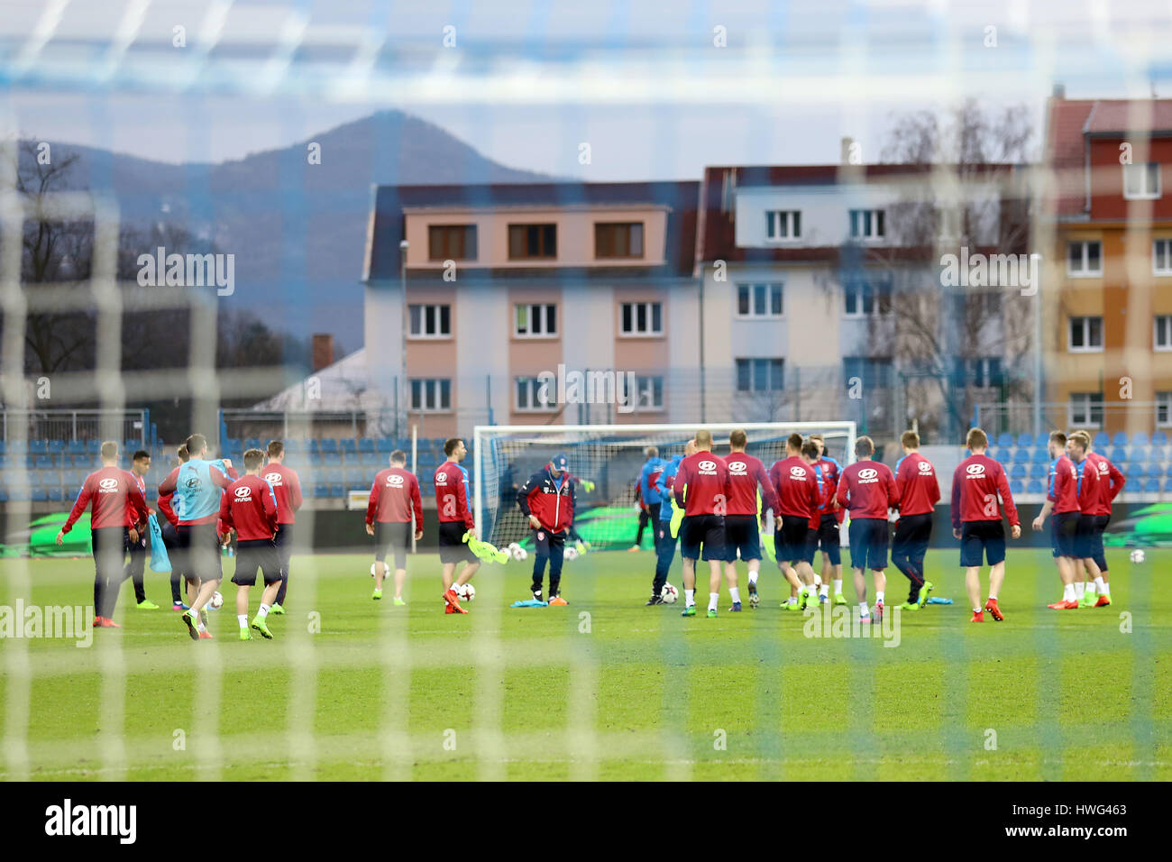 Usti Nad Labem, Czech Republic. 21st Mar, 2017. Czech national football team players in action during the training session in Usti nad Labem, Czech Republic, March 21, 2017 prior to the friendly with Lithuania on Wednesday and qualifier for the World Championship between Czech Republic and San Marino on Sunday, March 26, 2017. CTK Photo/Ondrej Hajek) Stock Photo