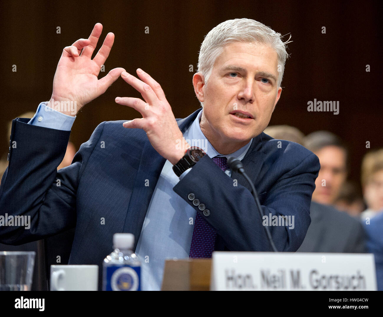 Washington DC, USA. 21st March 2017. Judge Neil Gorsuch testifies ...