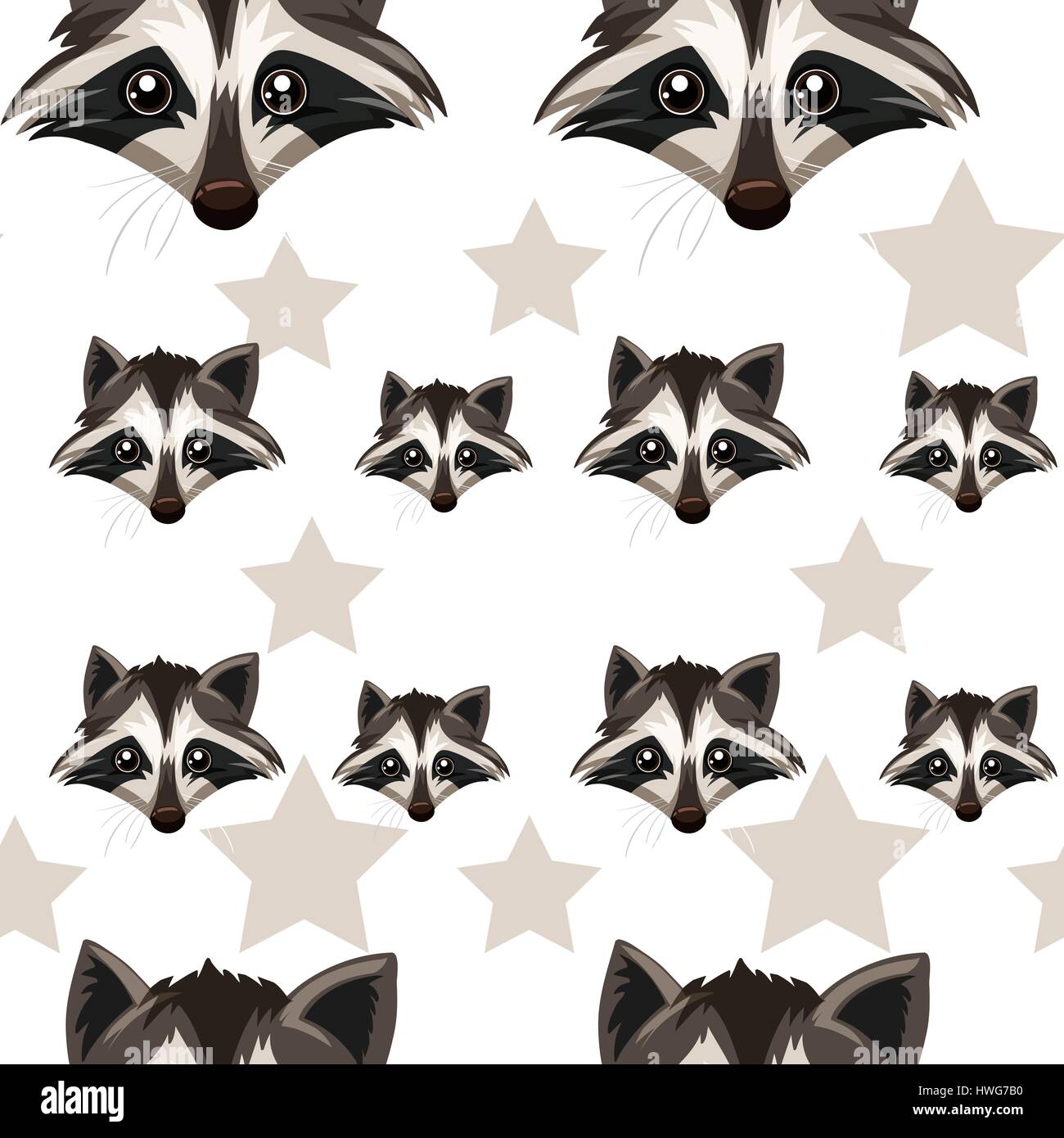 Seamless background with raccoon and star illustration Stock Vector ...