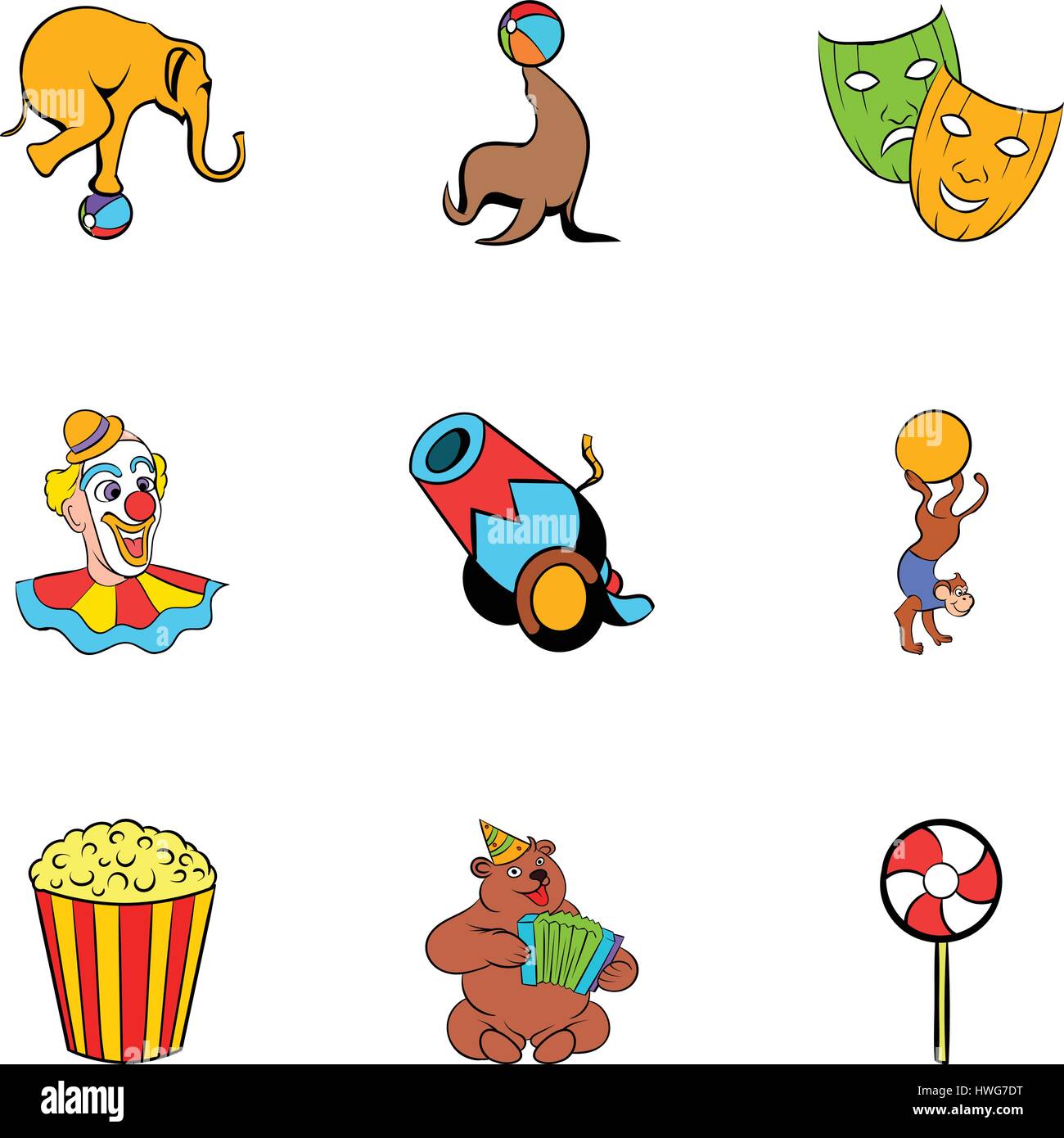 Circus icons set, cartoon style Stock Vector Image & Art - Alamy