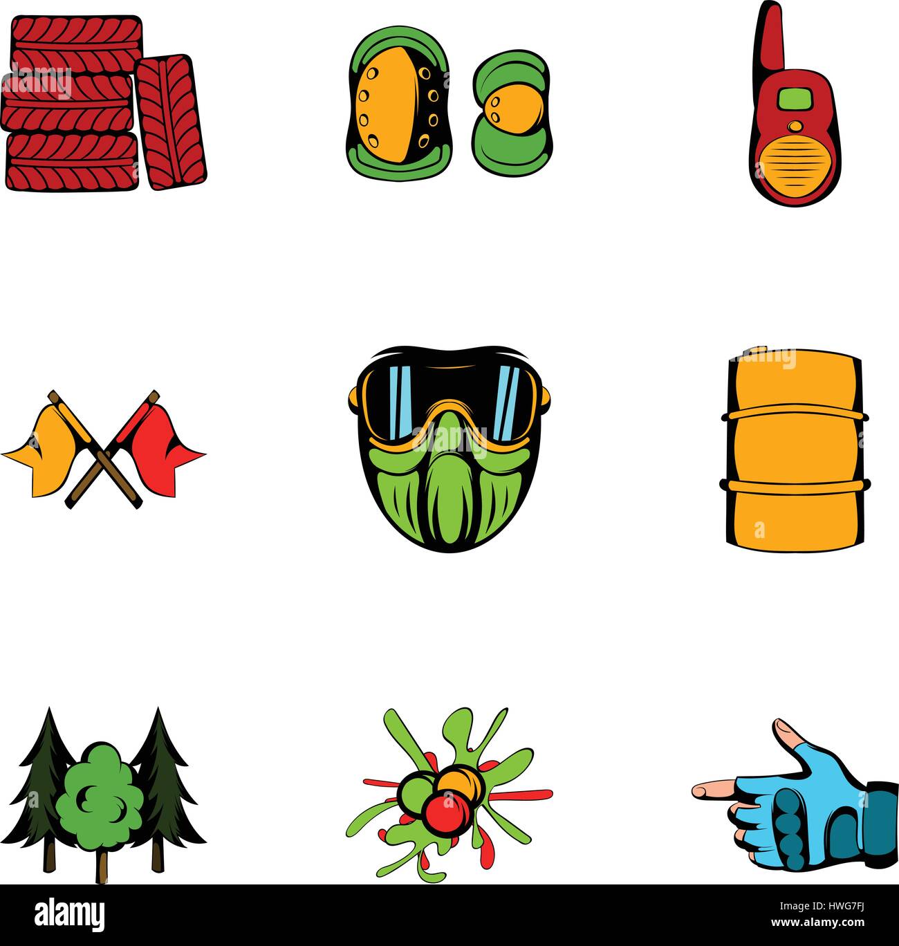 Paintball icons set, cartoon style Stock Vector Image & Art - Alamy