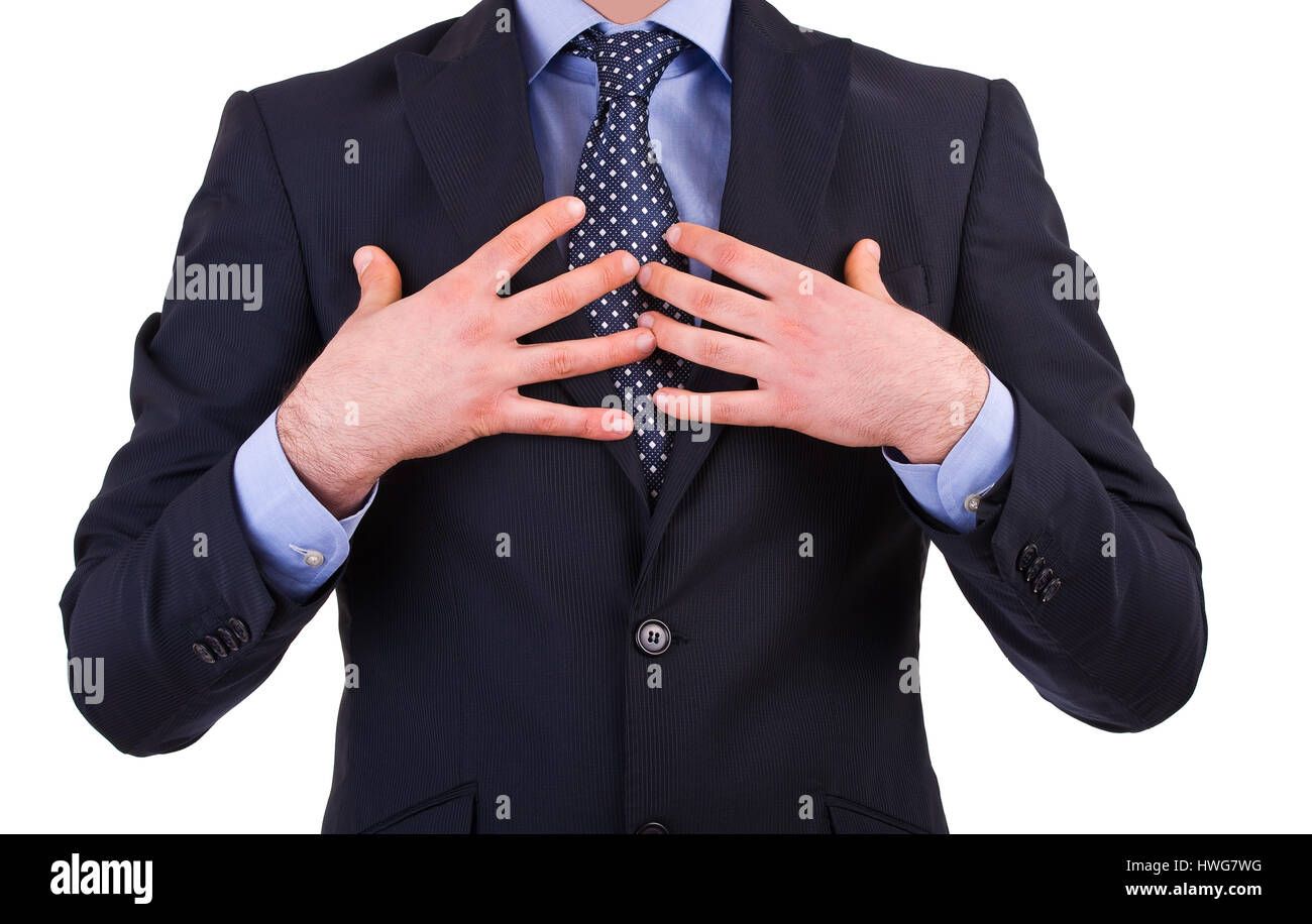 Businessman pointing at himself Stock Photo Alamy