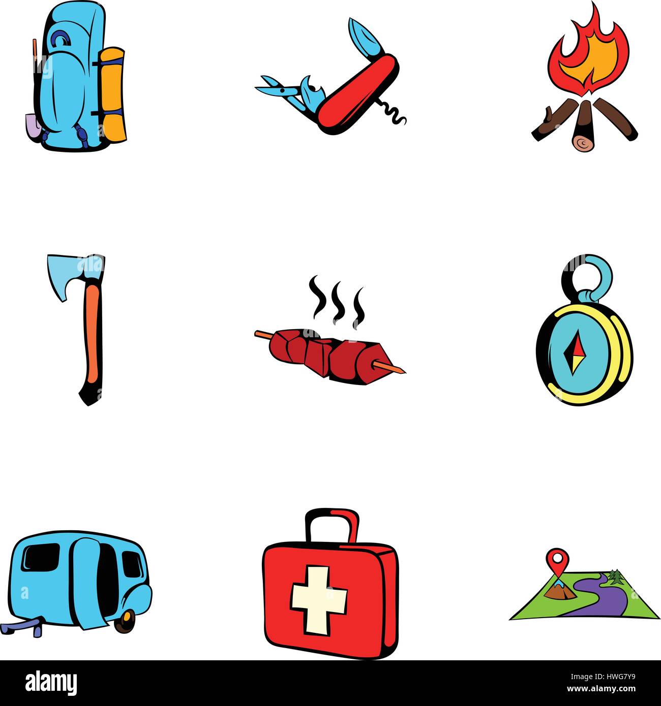 Wood icons set, cartoon style Stock Vector Image & Art - Alamy