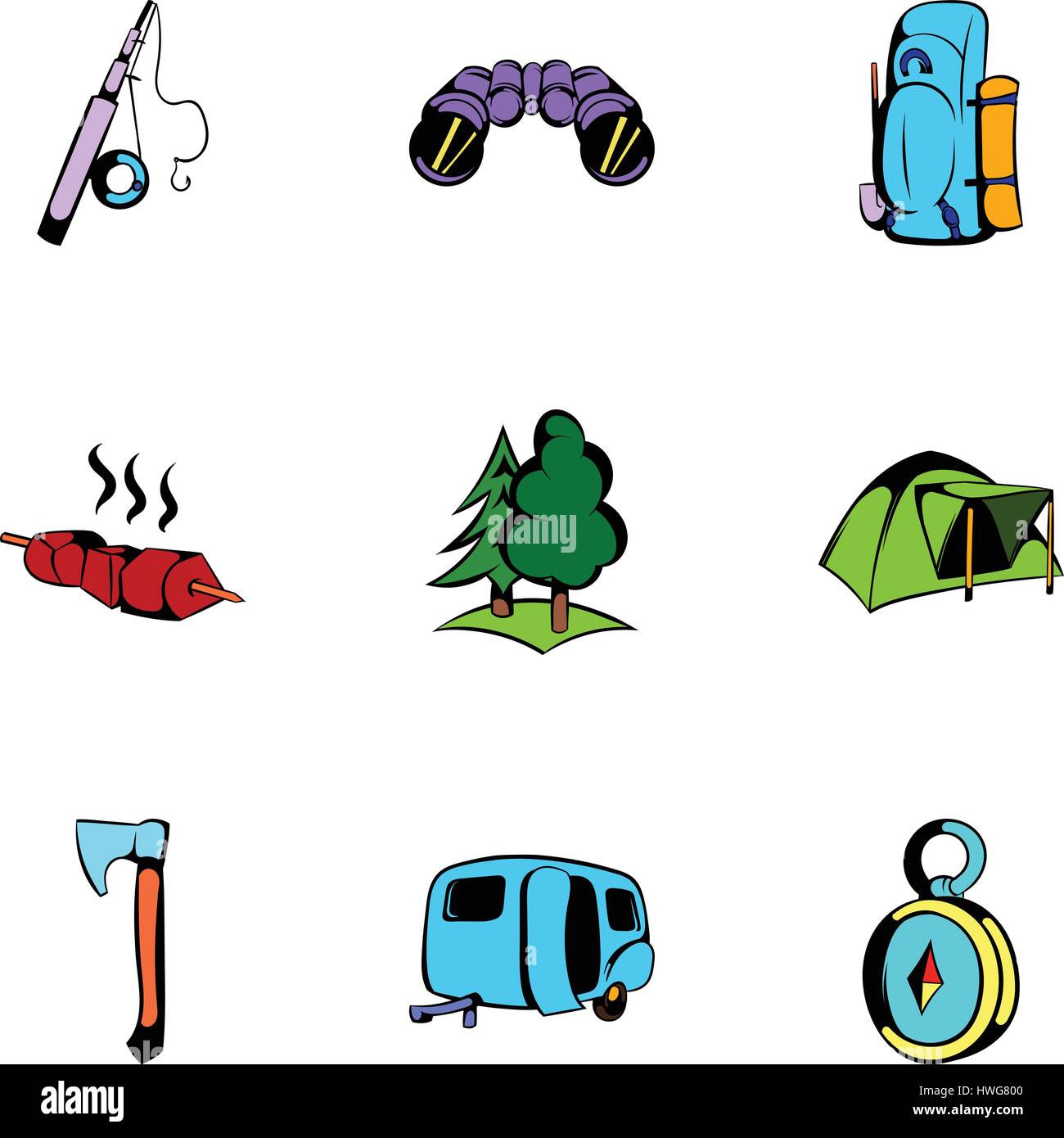 Picnic icons set, cartoon style Stock Vector Image & Art - Alamy