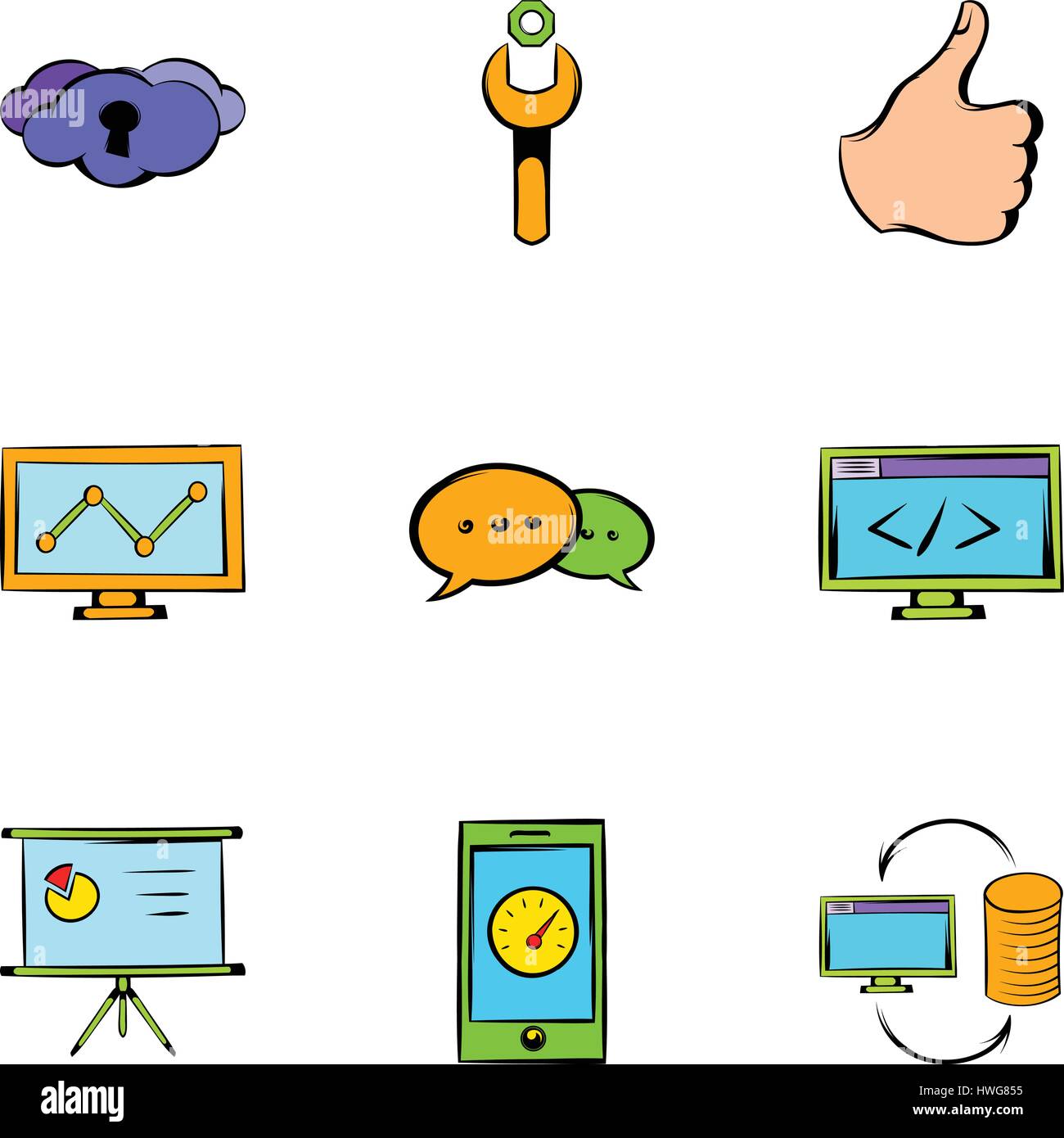 Computer icons set, cartoon style Stock Vector Image & Art - Alamy