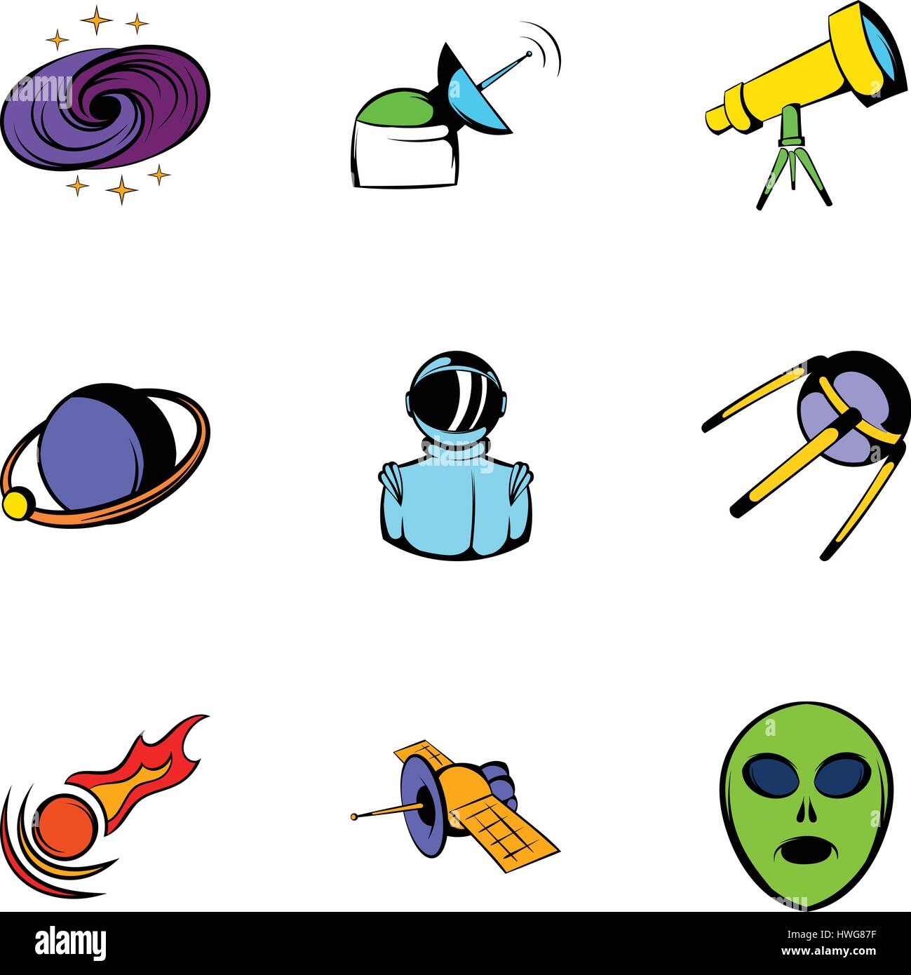 Space icons set, cartoon style Stock Vector Image & Art - Alamy