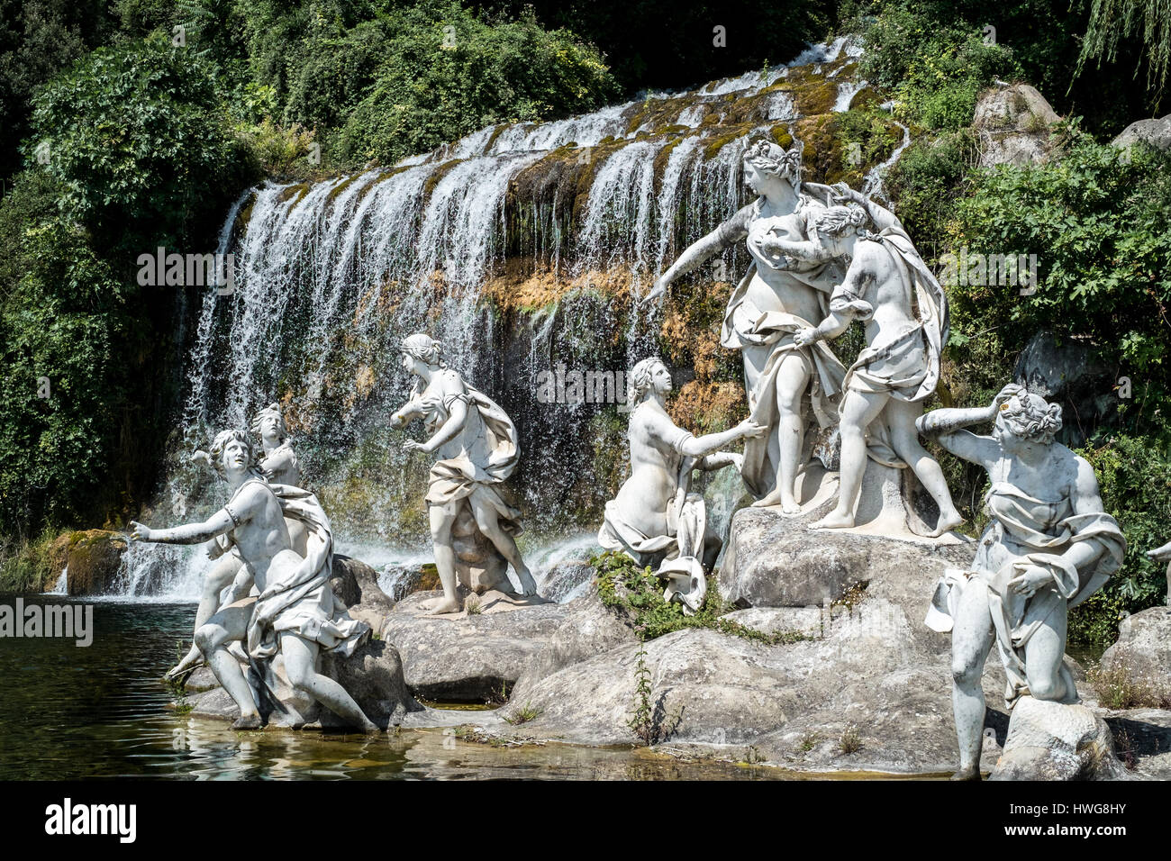 The Diana bath: group of sculptures at Caserta Royal Palace garden Stock Photo