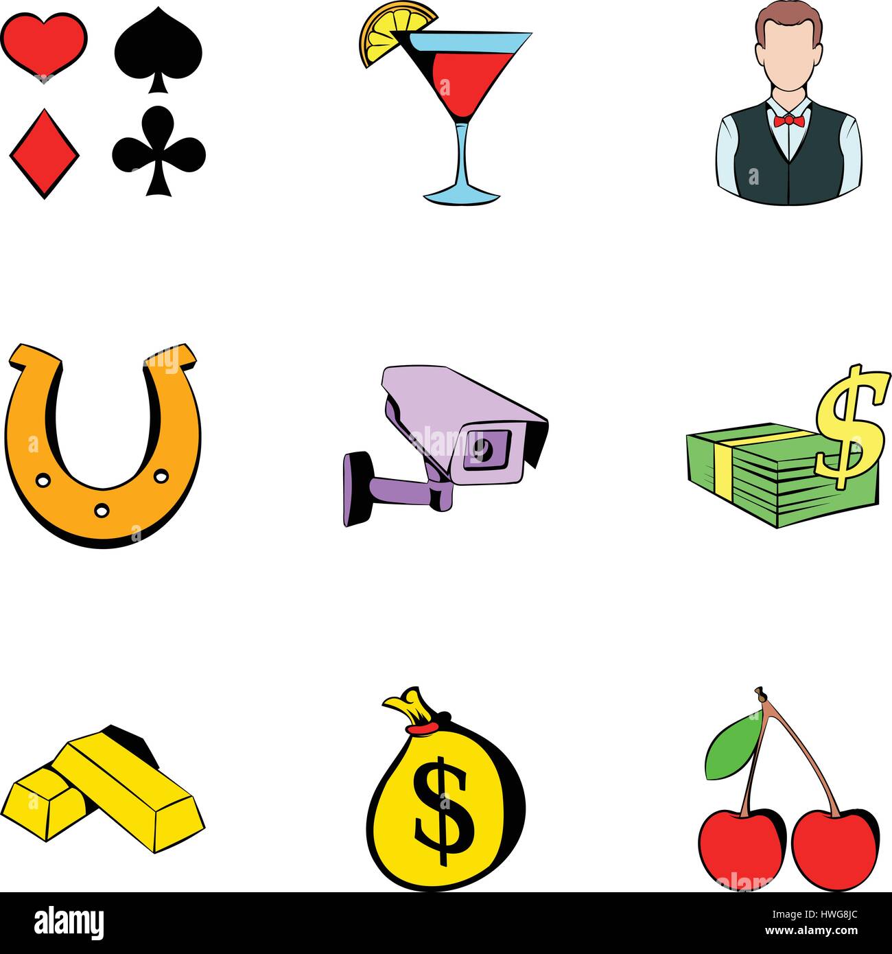 Fortune icons set, cartoon style Stock Vector