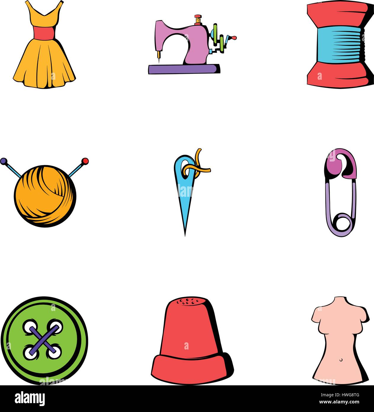 Tailor icons set, cartoon style Stock Vector Image & Art - Alamy