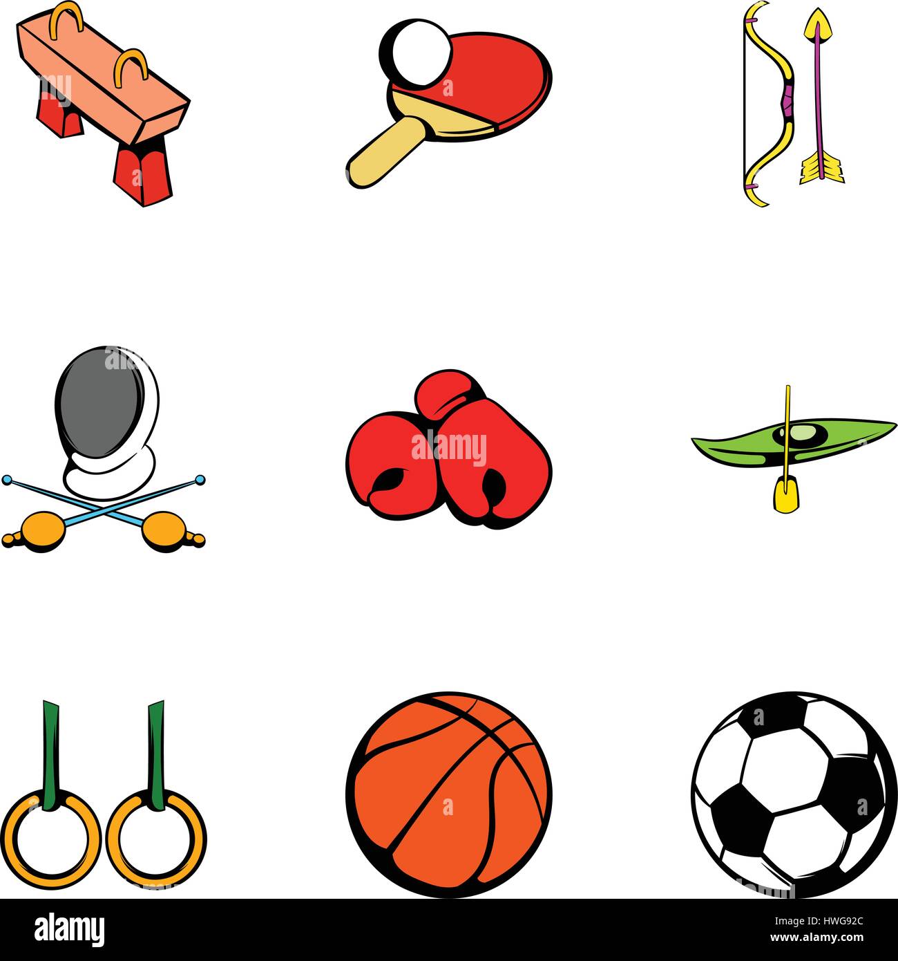 Sport gym icons set, cartoon style Stock Vector Image & Art - Alamy
