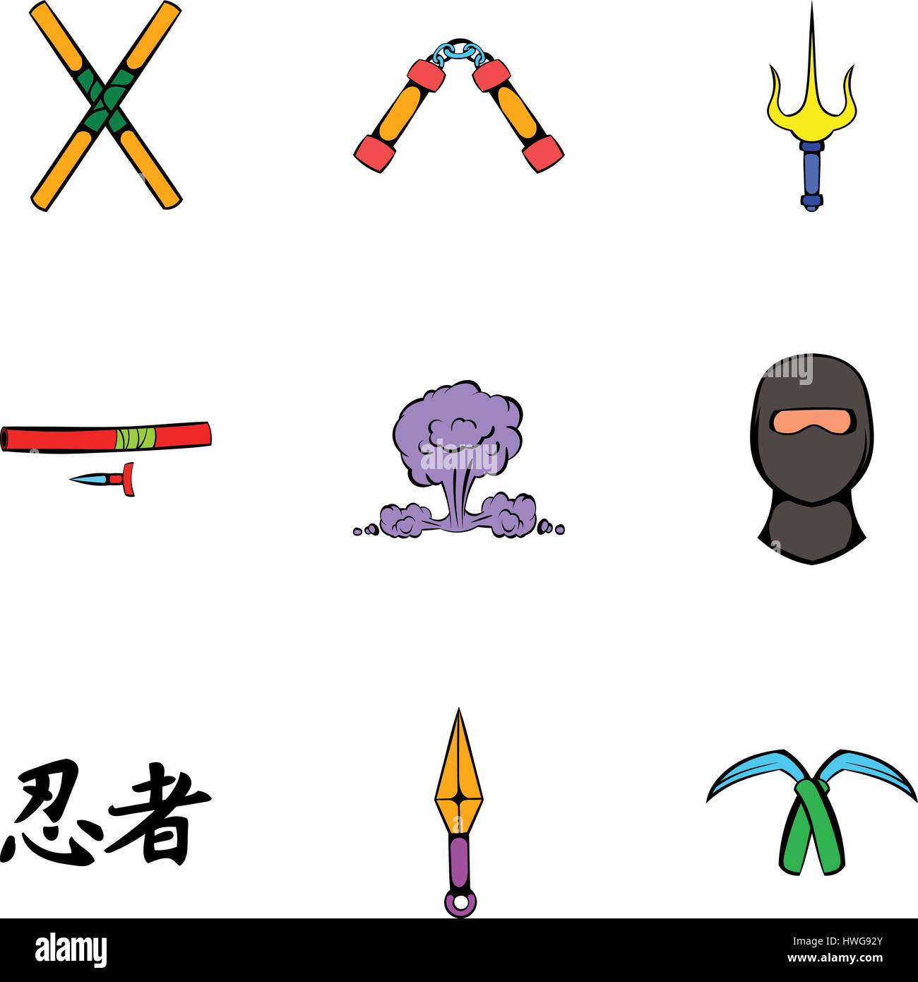 Fast ninja icons set, cartoon style Stock Vector Image & Art - Alamy