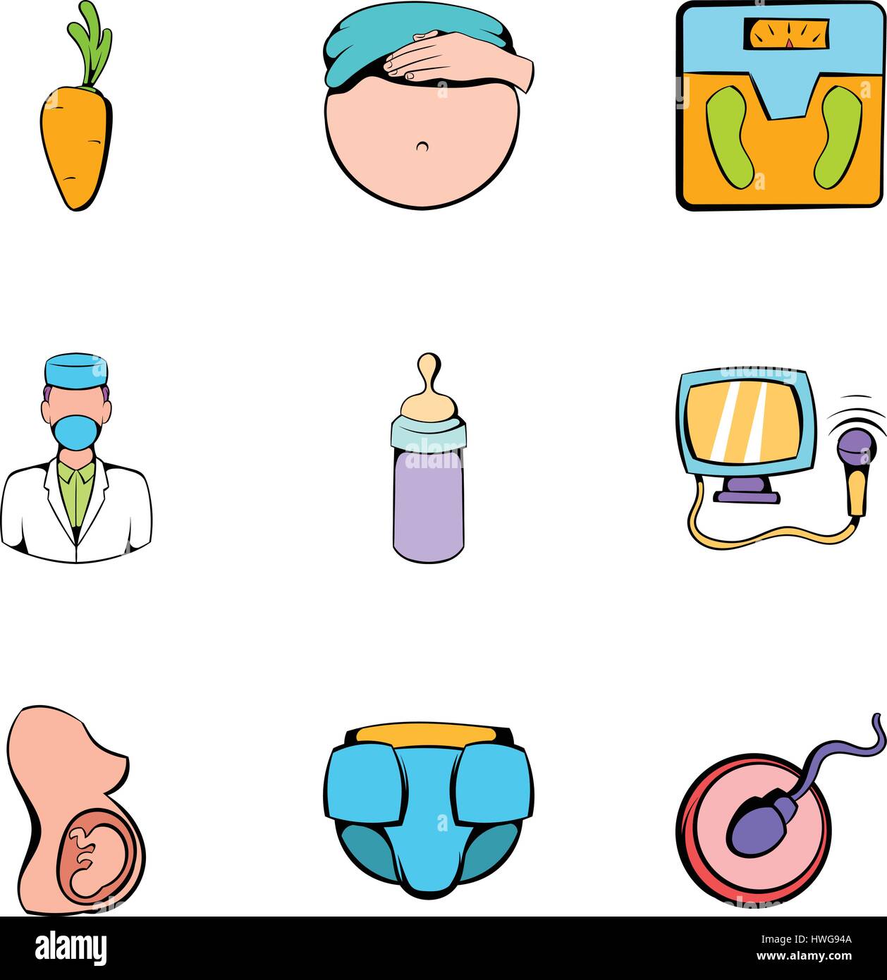 Gynecologist icons set, cartoon style Stock Vector Image & Art - Alamy