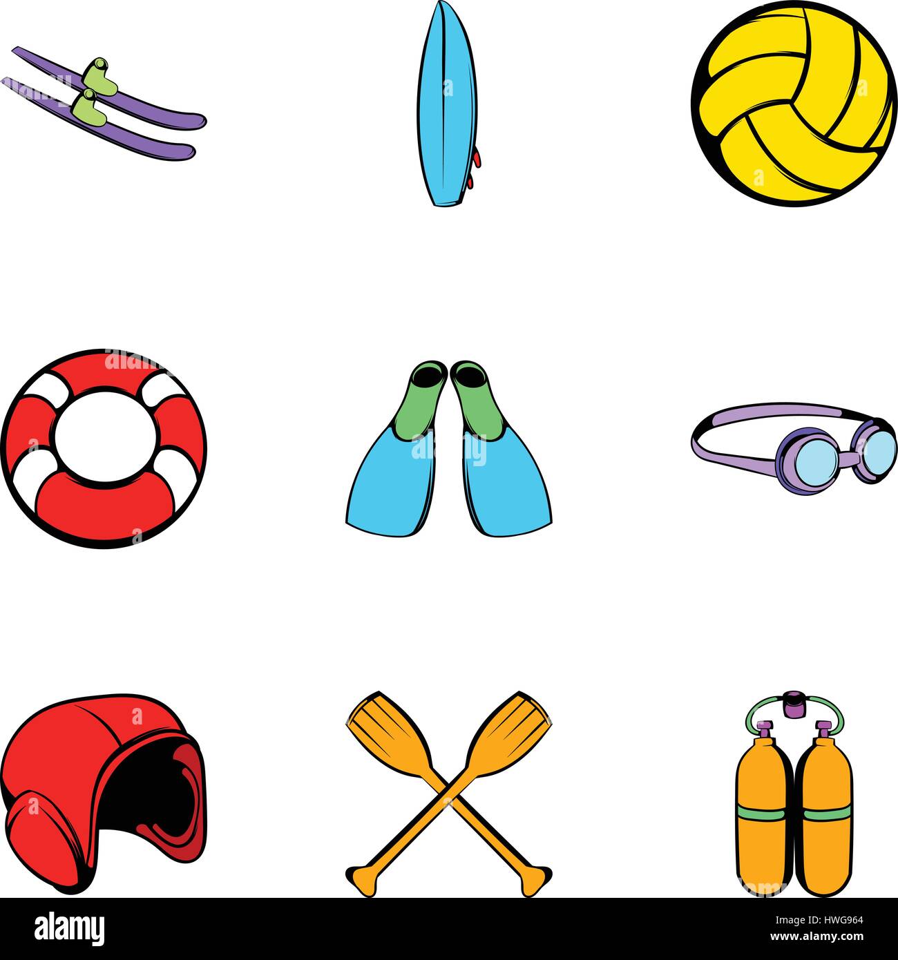 Water tourism icons set, cartoon style Stock Vector Image & Art - Alamy