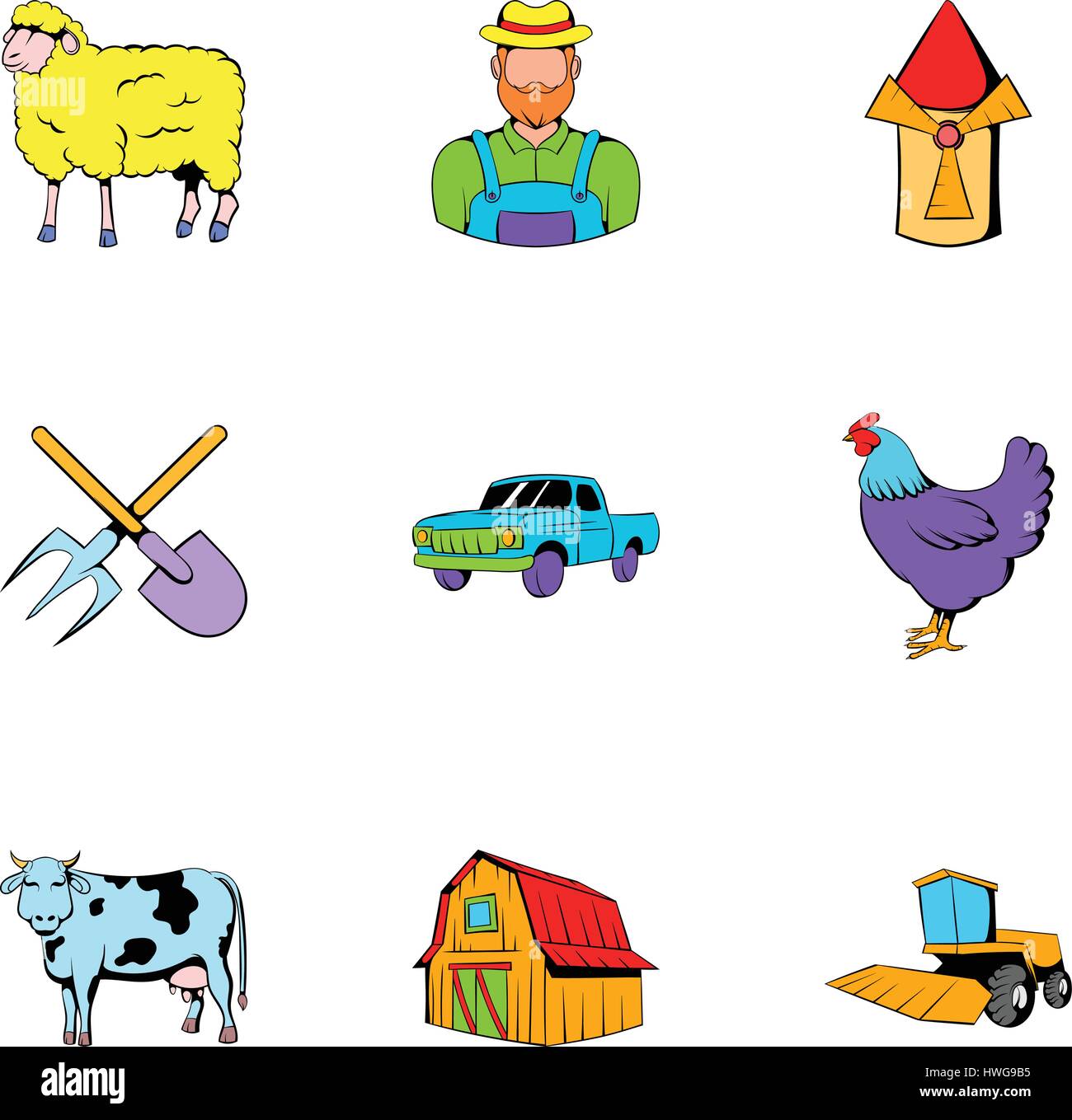 Ranch icons set, cartoon style Stock Vector Image & Art - Alamy