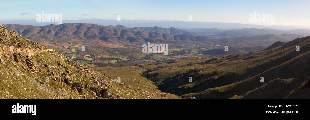 South Africa landscape; Panorama  at the Swartberg Pass, a scenic drive, the Karoo, Western Cape, South Africa Stock Photo