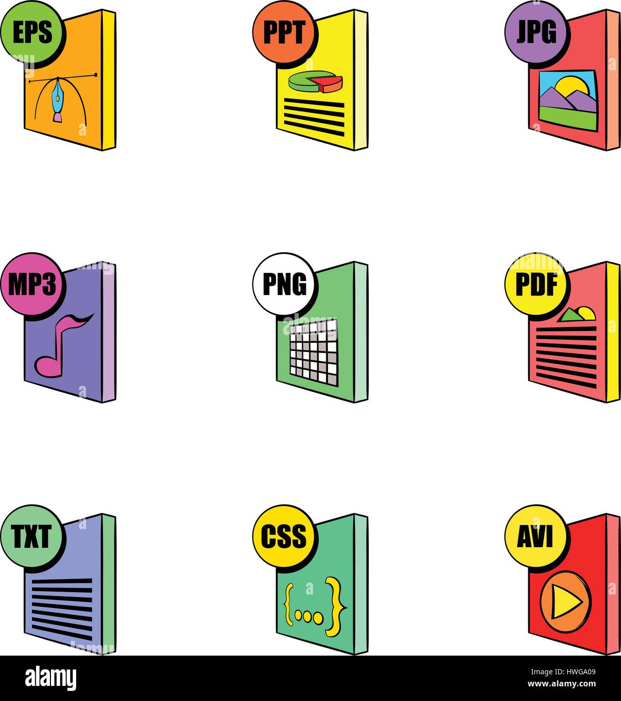 File extensions icons set, cartoon style Stock Vector Image & Art Alamy