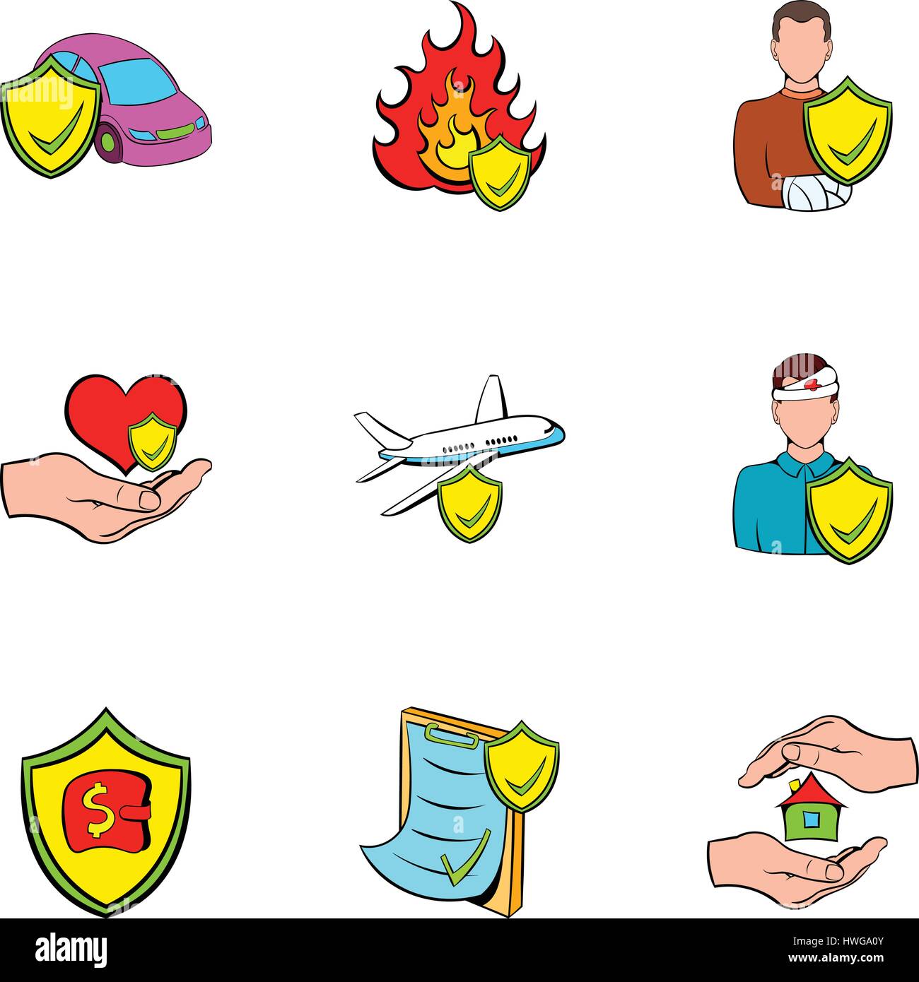 Accident icons set, cartoon style Stock Vector Image & Art - Alamy