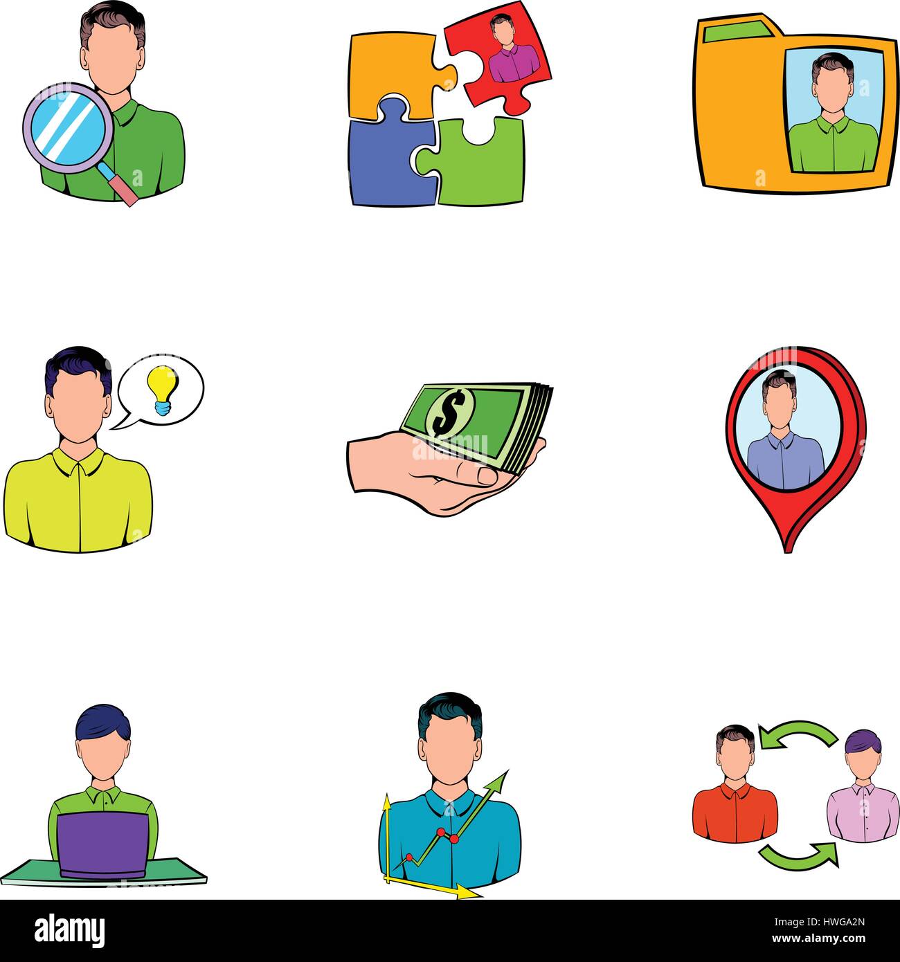 Business relationship icons set, cartoon style Stock Vector Image & Art ...