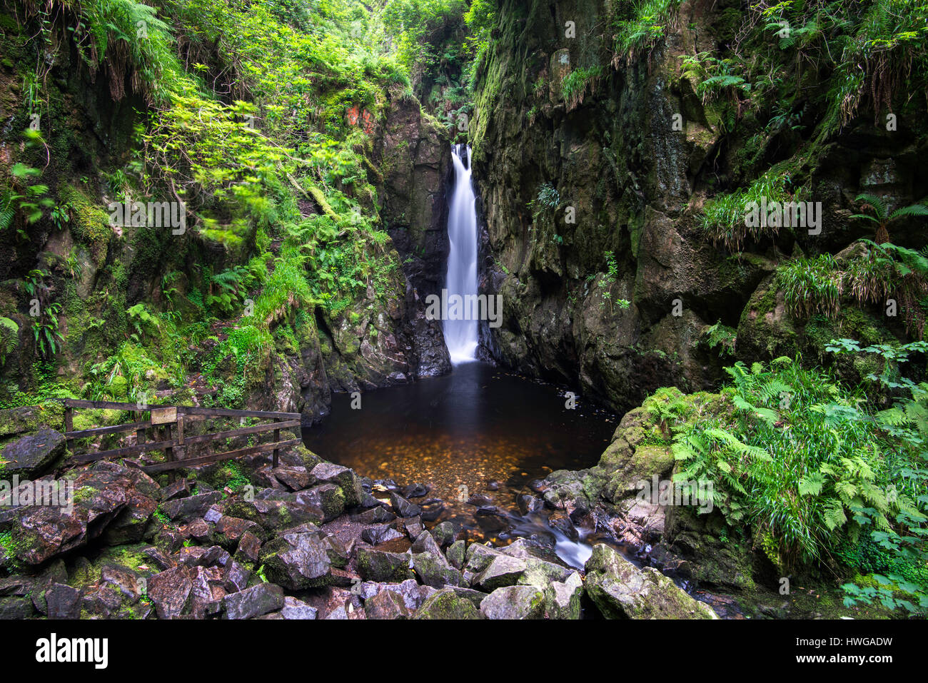 Stanley Force waterfall, Birker Beck, Eskdale, Lake District, Cumbria England, UK Stock Photo
