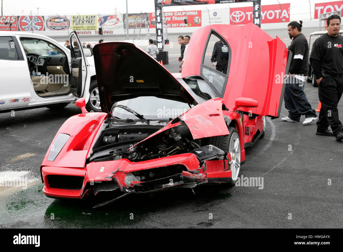 The Remains Of An 1 Million Usd Enzo Ferrari After Eddie Griffin Crashed It At The Irwindale Speedway In Irwindale Ca On Monday March 26 07 Photo Credit Francis Specker Stock Photo Alamy The Remains Of An 1 Million Usd Enzo Ferrari After Eddie Griffin Crashed It At The Irwindale Speedway In Irwindale Ca On Monday March 26 07 Photo Credit Francis Specker Stock Photo Alamy