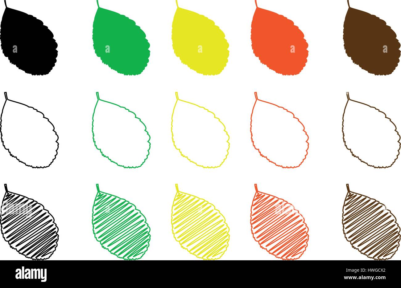 rowan leaf - color set, rowan leaf Stock Vector