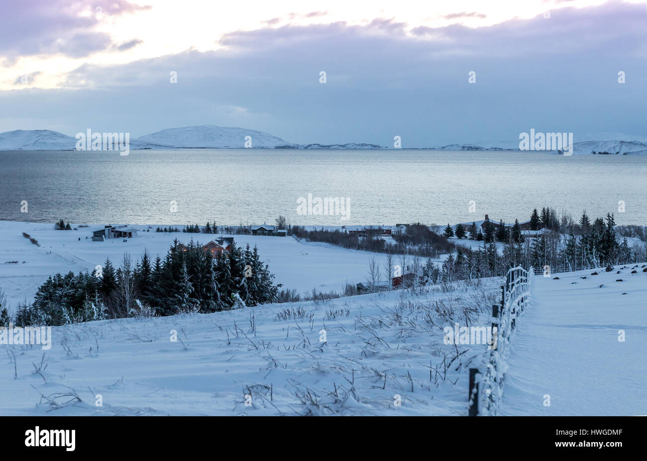 Beautiful winter landscape, windy and covered snow with beautiful sky ...