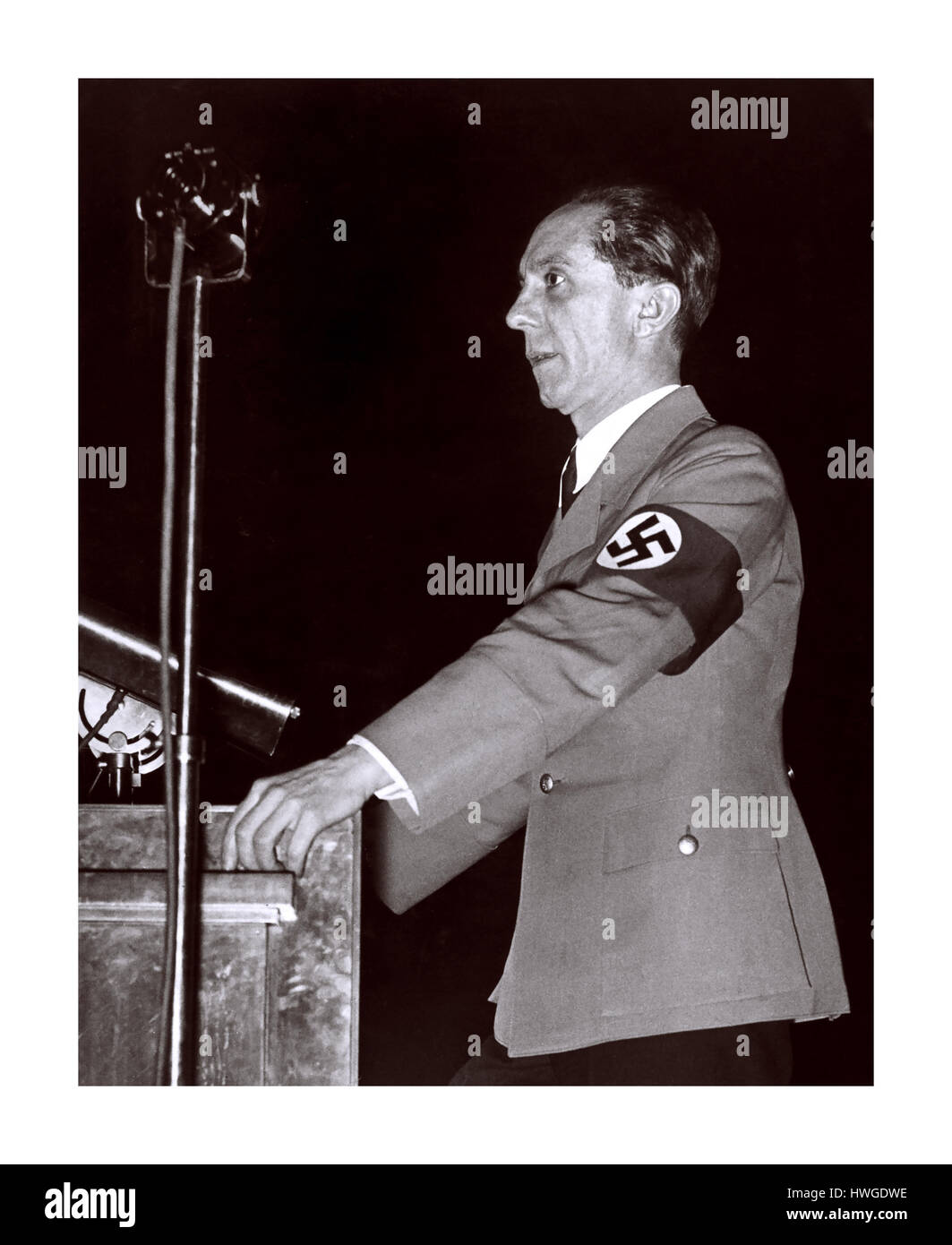 Joseph Goebbels wearing NSDAP uniform with swastika armband 1930's Stock Photo