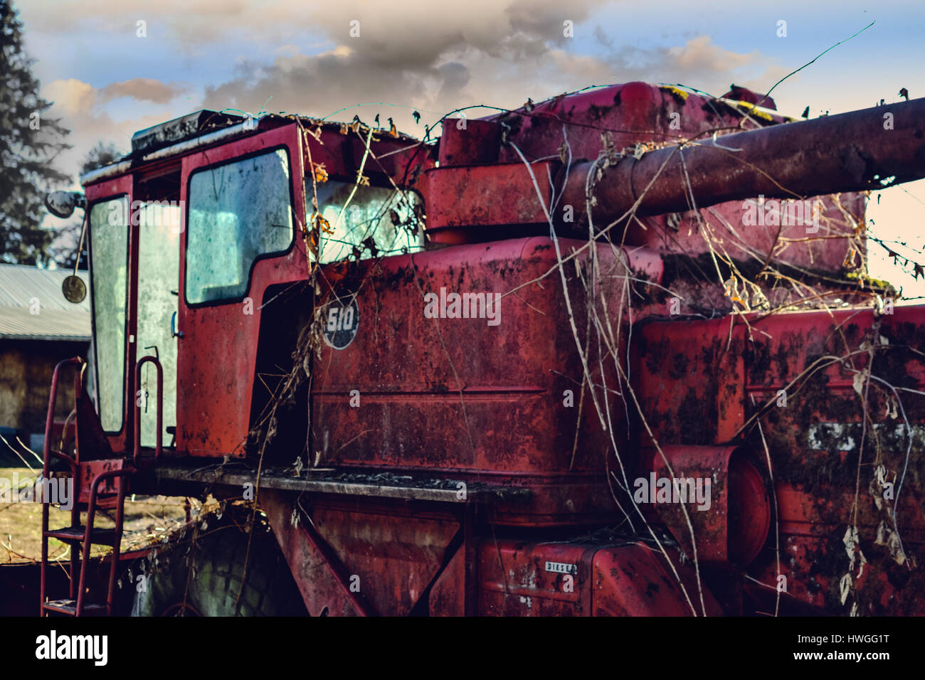Red Tractor Stock Photo