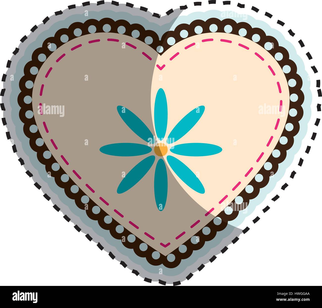 heart and flowers over white background. vector illustration Stock ...