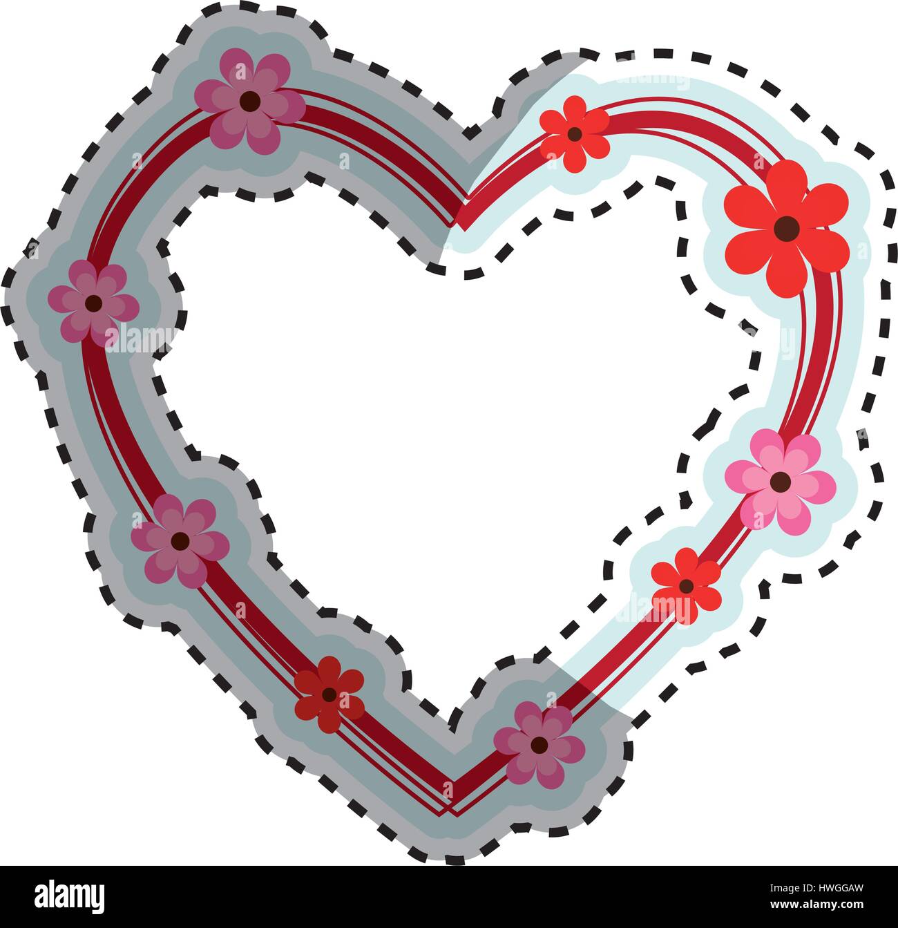 flowers in heart shape icon over white background. vector illustration ...