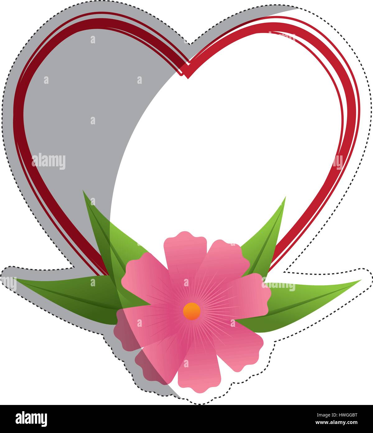 heart and flowers over white background. vector illustration Stock ...
