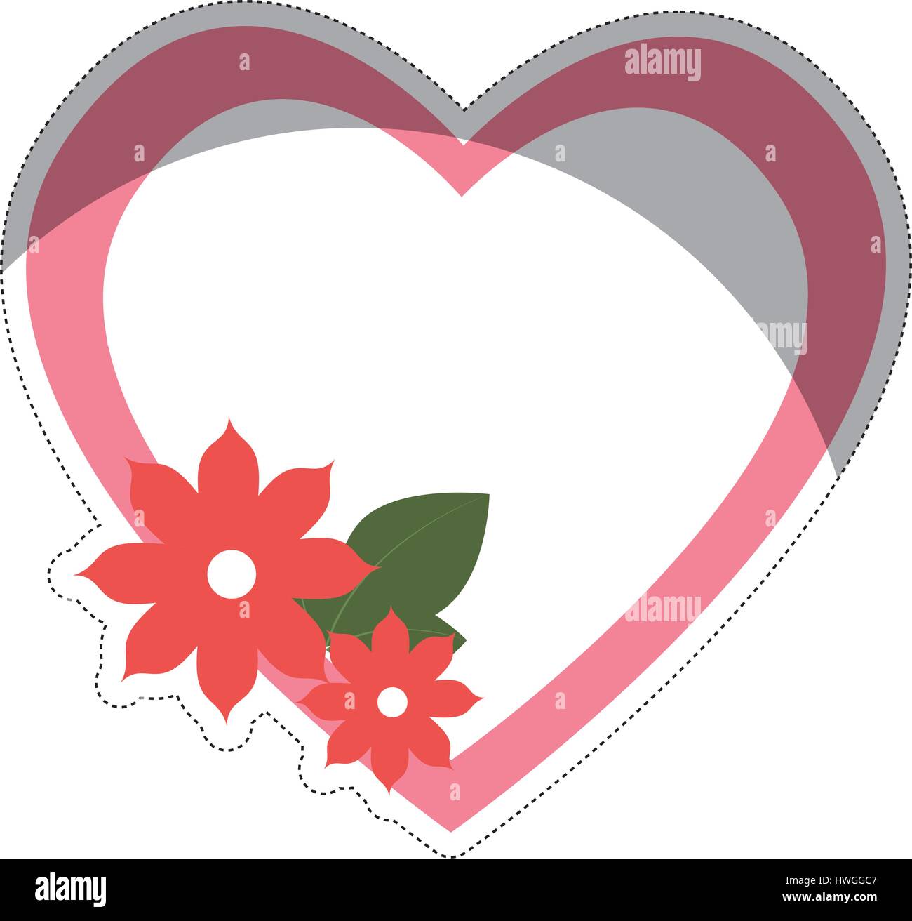 heart and flowers over white background. vector illustration Stock ...