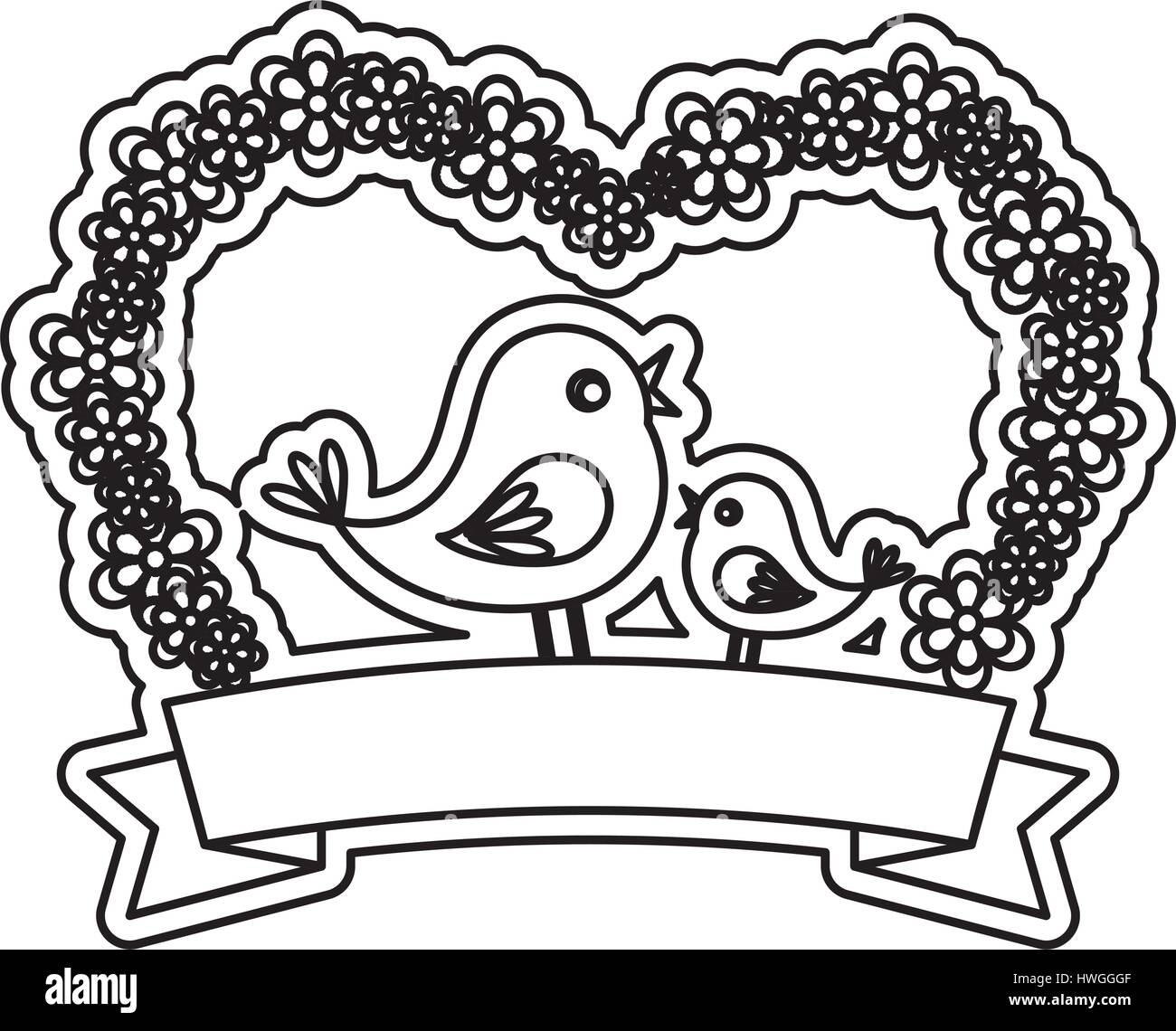 flowers in heart shape icon over white background. vector illustration ...