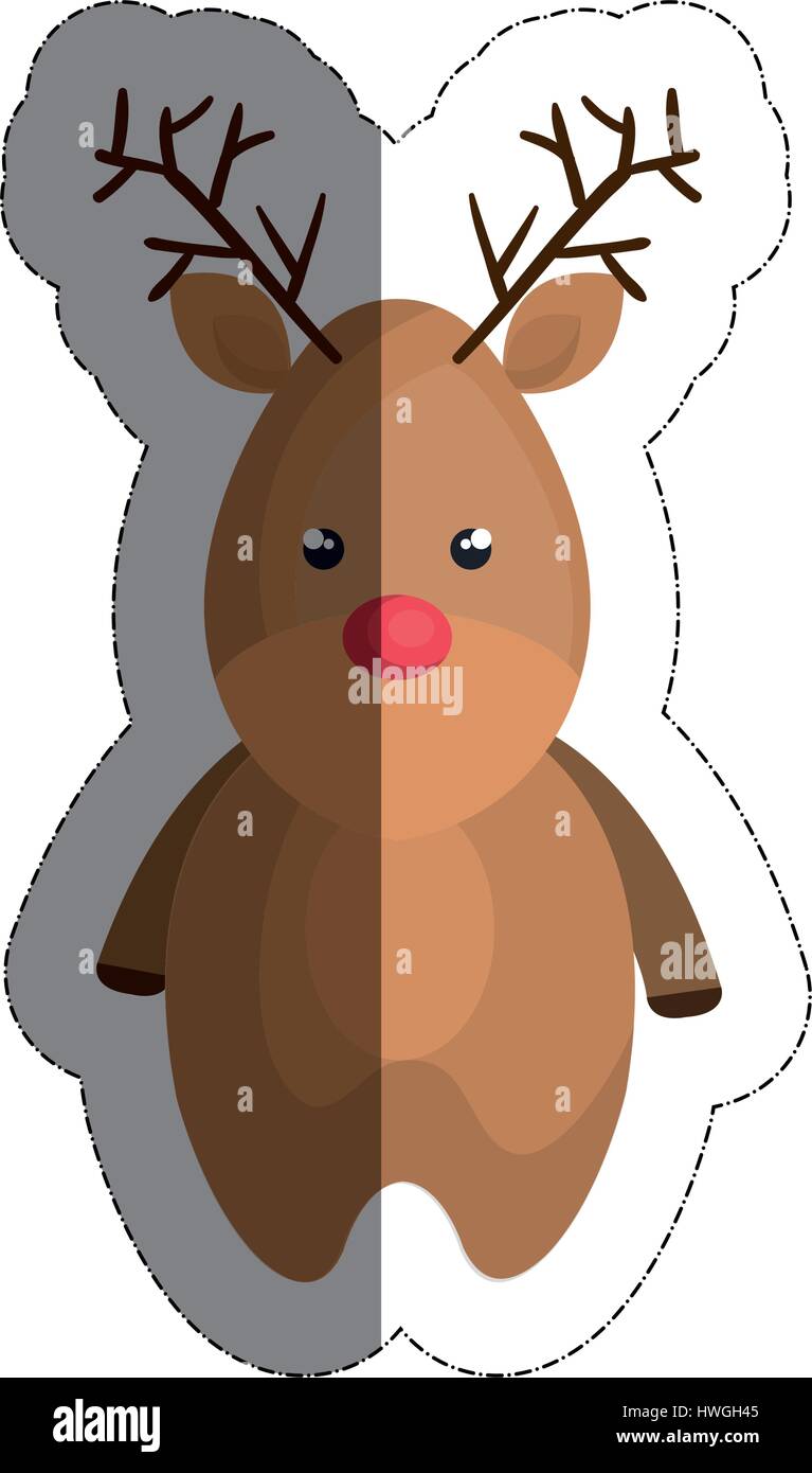 christmas deer cartoon icon over white background. vector illustration ...