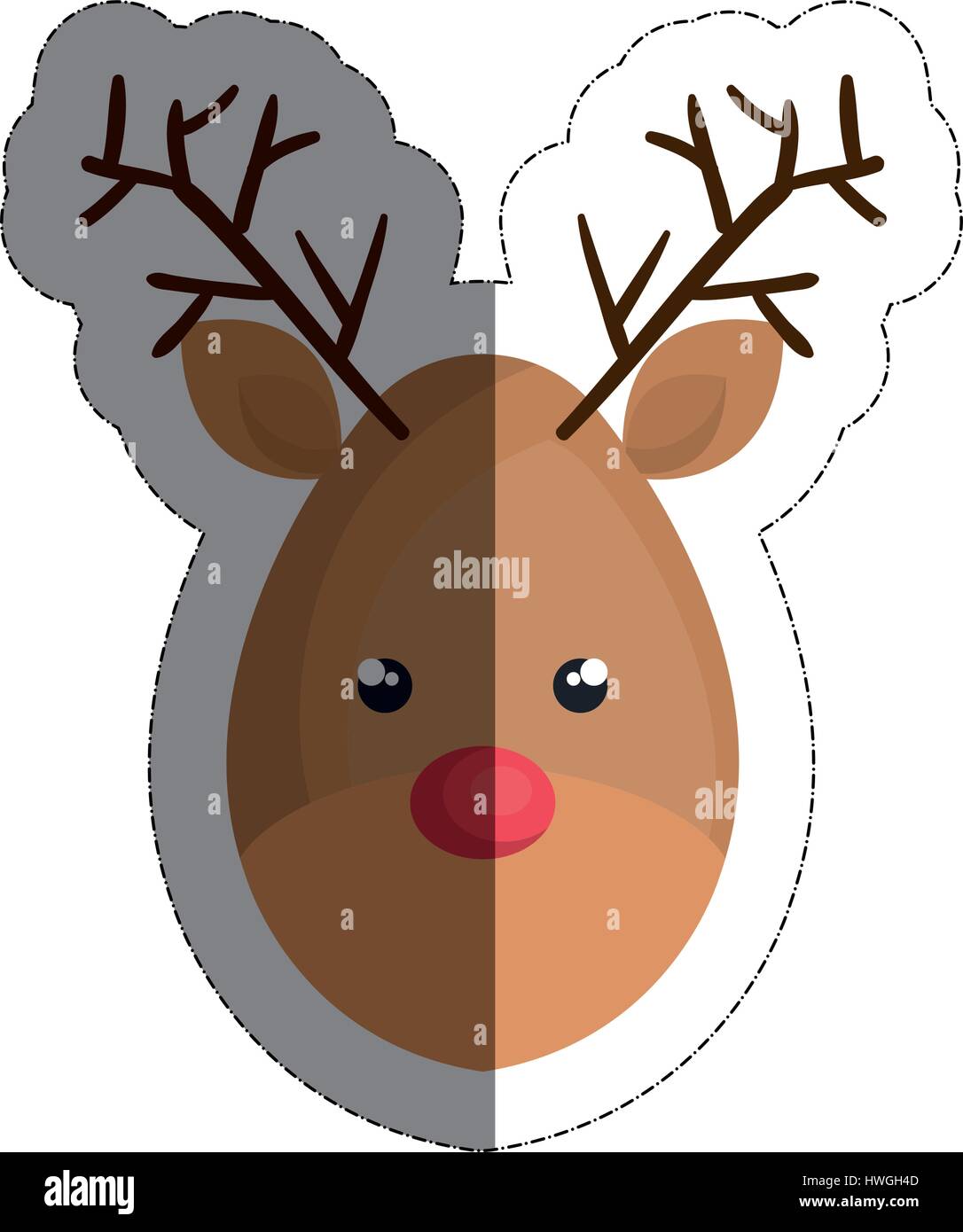 christmas deer cartoon icon over white background. vector illustration ...