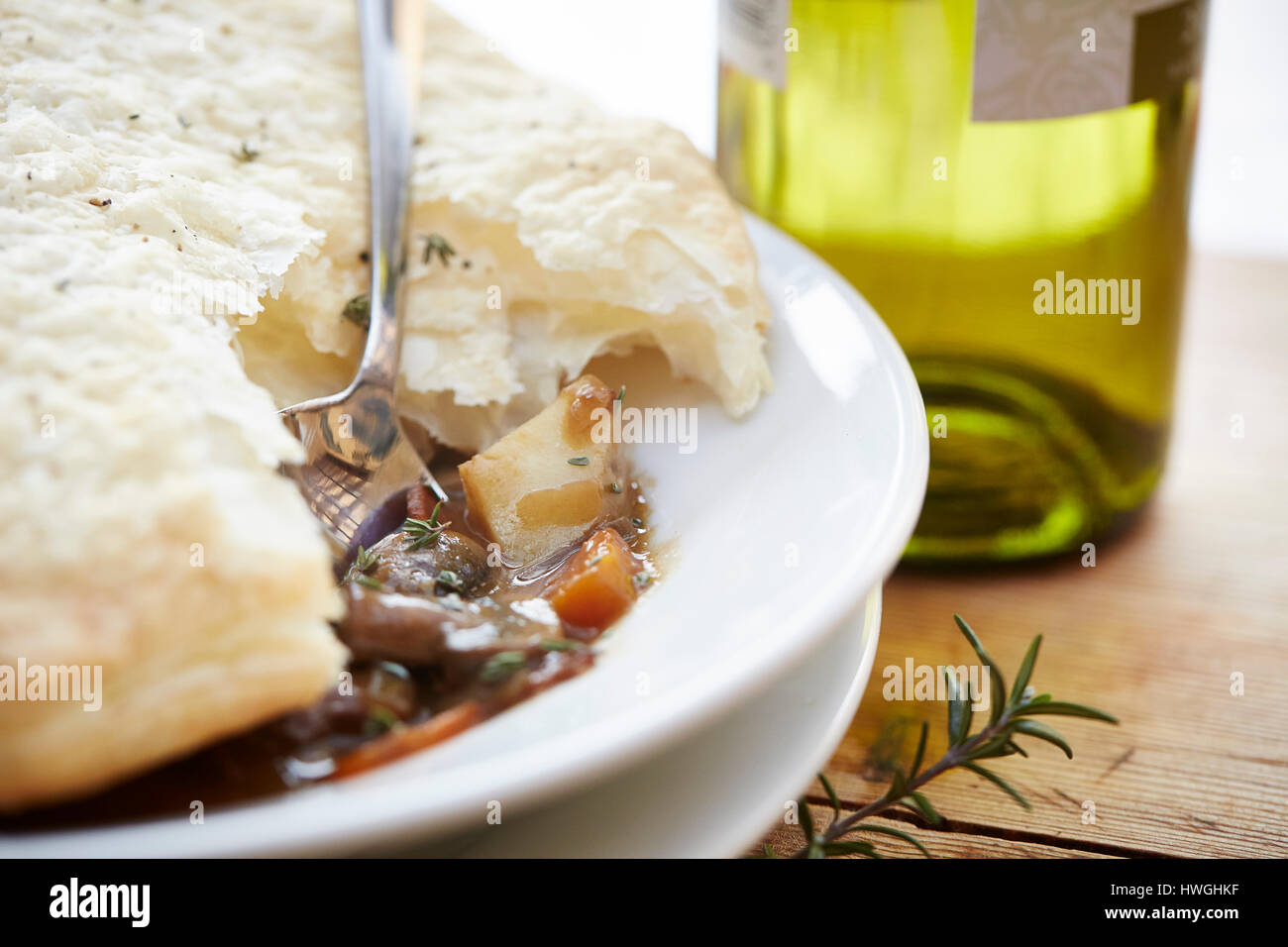 Beef pie with puff top Stock Photo