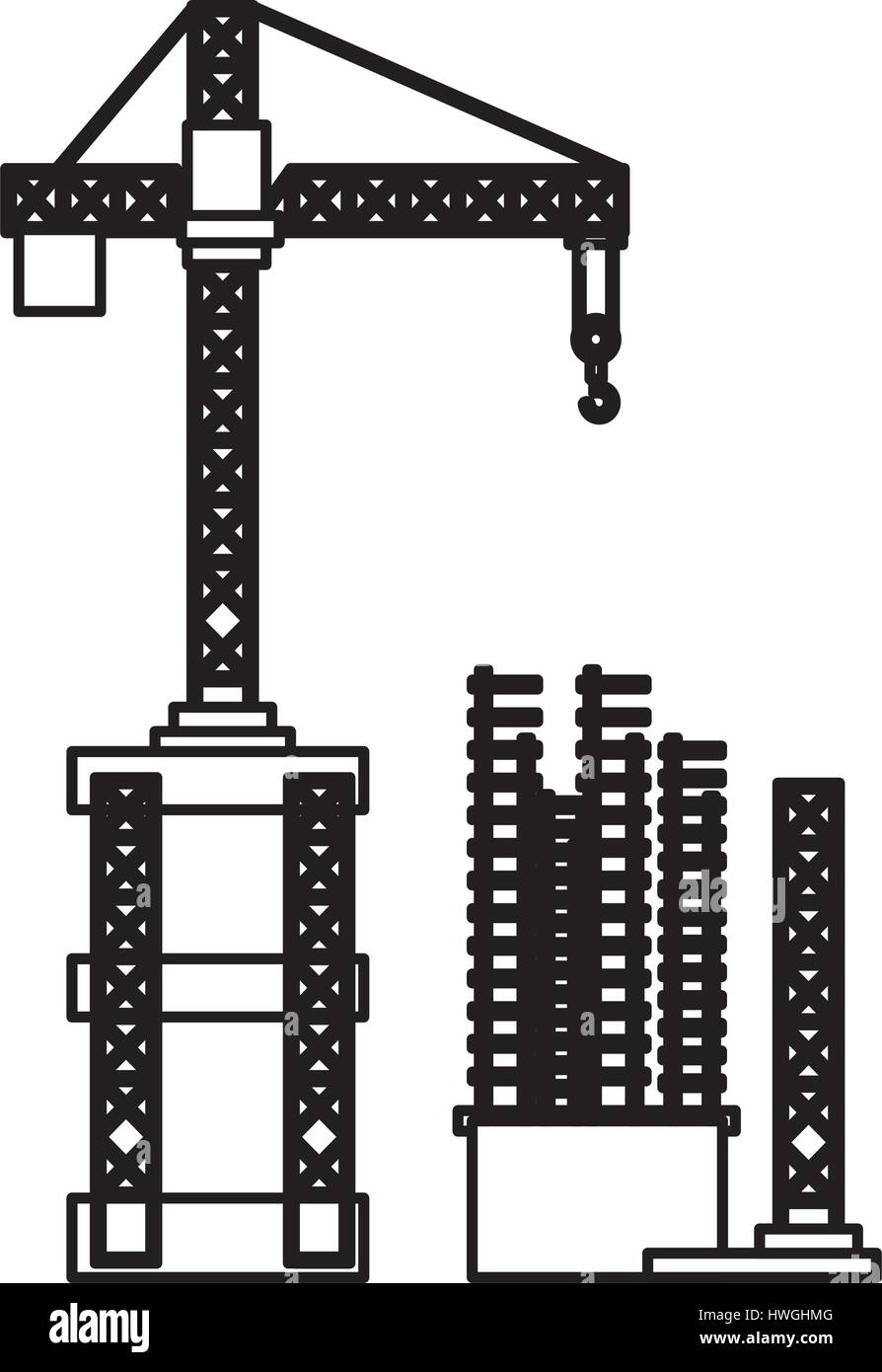 construction crane icon over white background. vector illustration ...