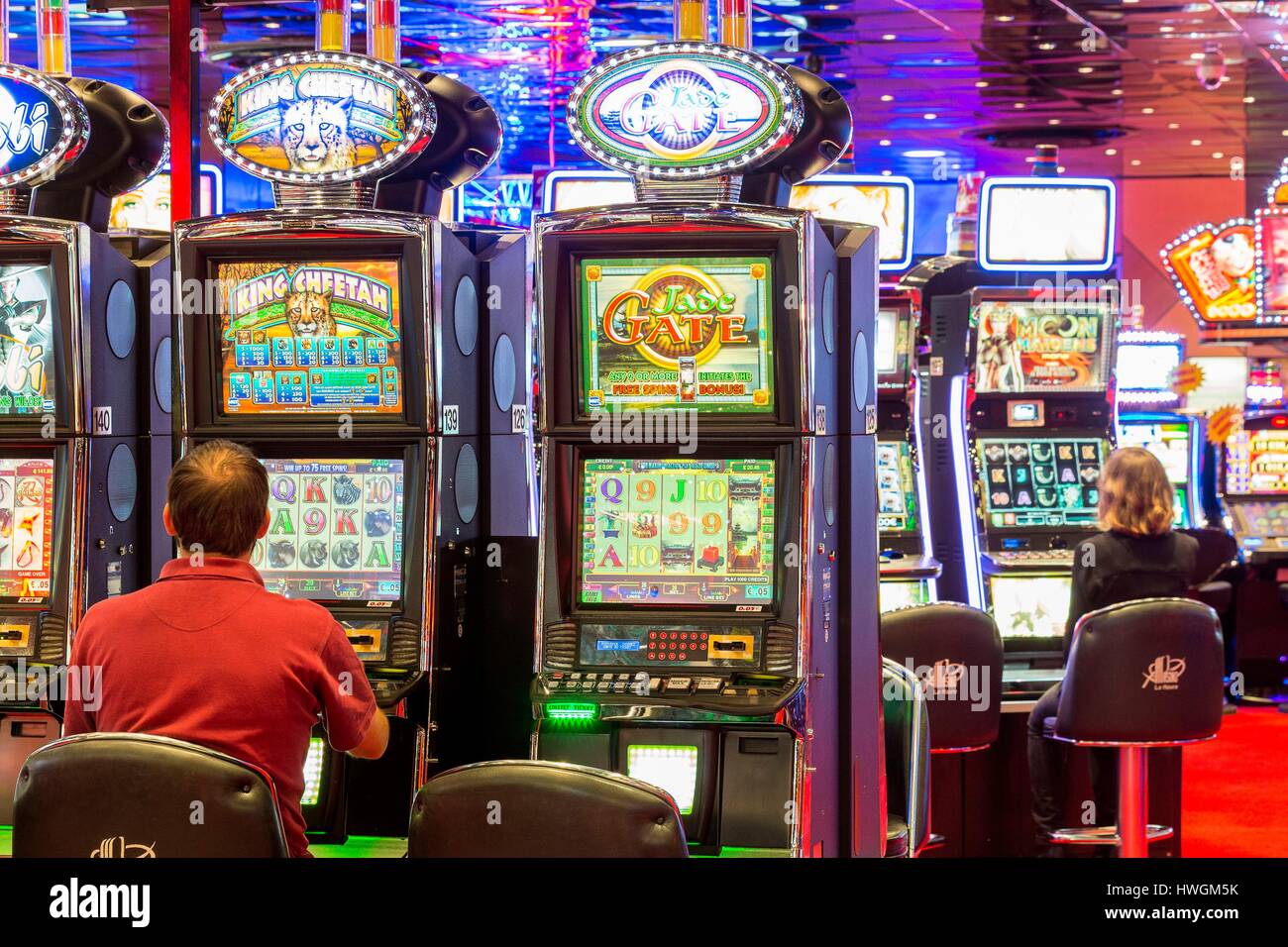 France, Seine Maritime, Le Havre, casino of the hotel Pasino (group Partouche), room of 180 slot machines Stock Photo
