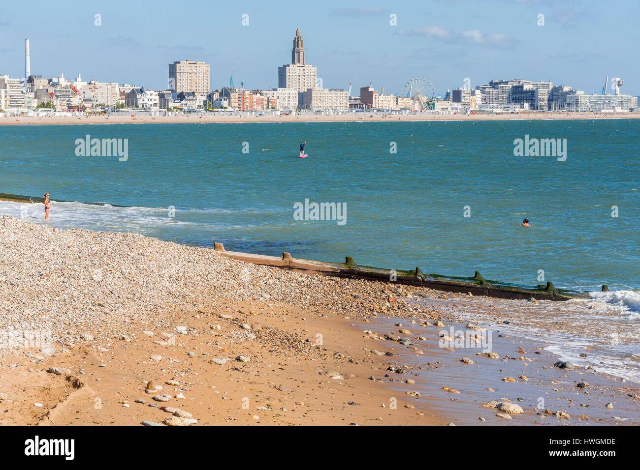 France Seine Maritime Sainte Adresse Le Havre Beach With At The 