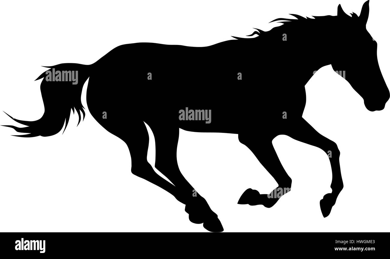vector illustration of running horse silhouette Stock Vector Art ...