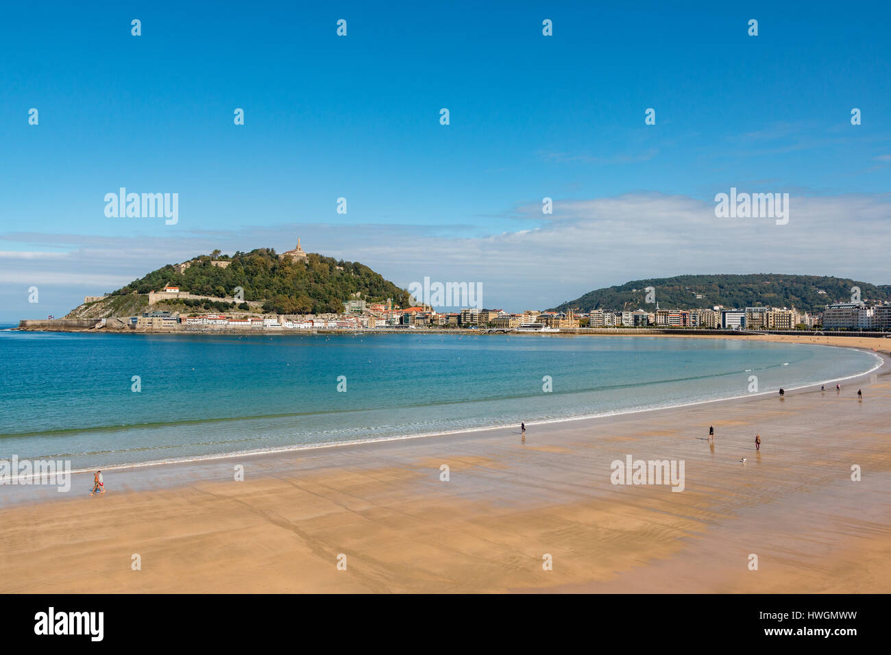 The Playa de la Concha beach in San Sebastian / Donostia in Spain Stock Photo