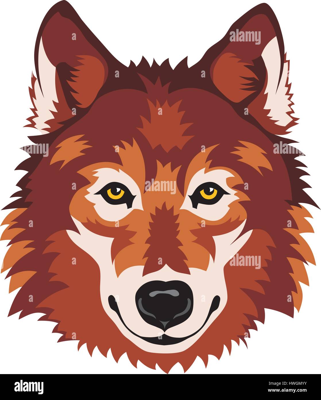 Abstract vector illustration of wolf head in front Stock Vector Image