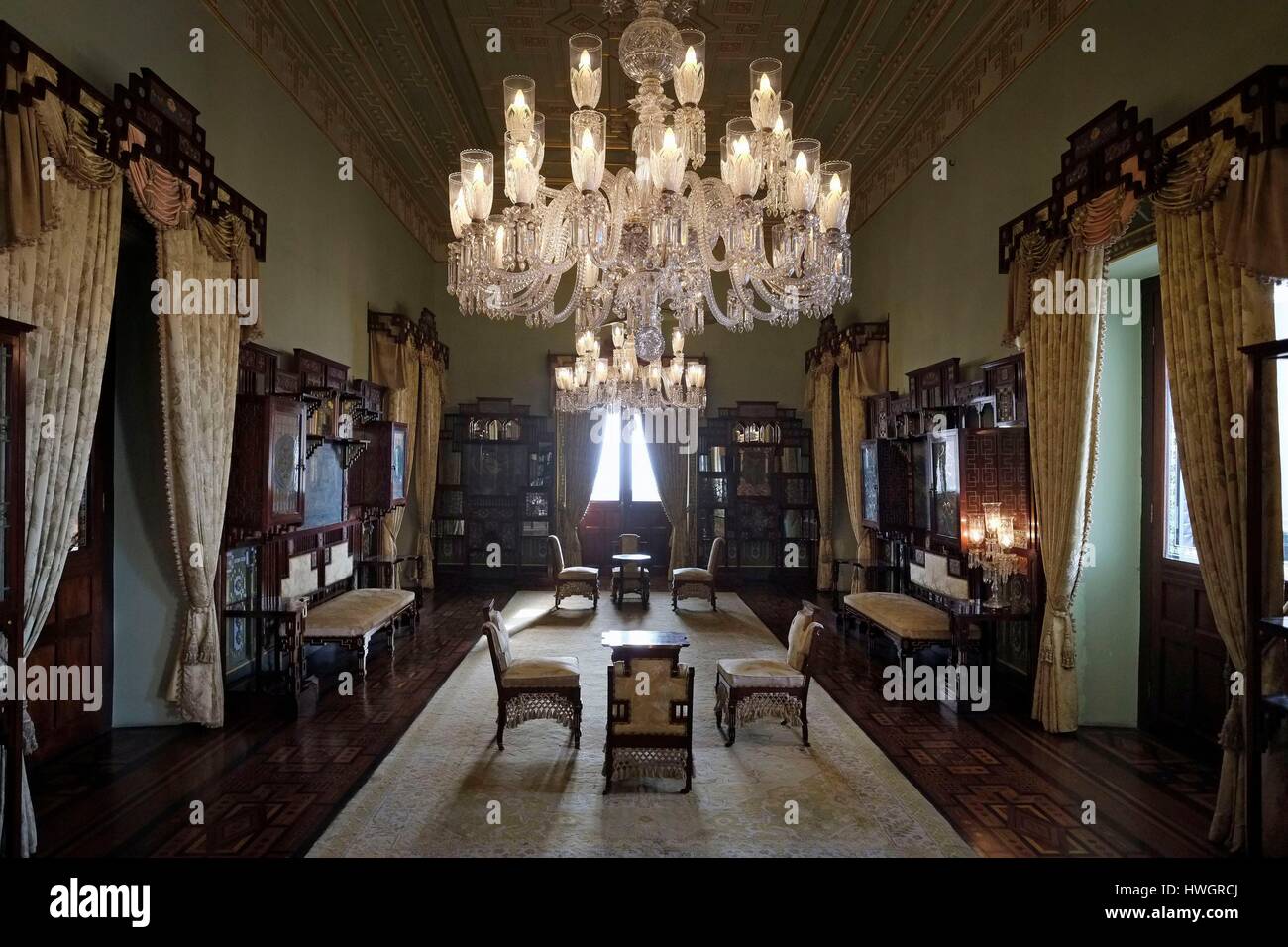 India, state of Telangana, Hyderabad, the Falaknuma Palace was once owned by the Nizam of Hyderabad, it is now a hotel, Stock Photo