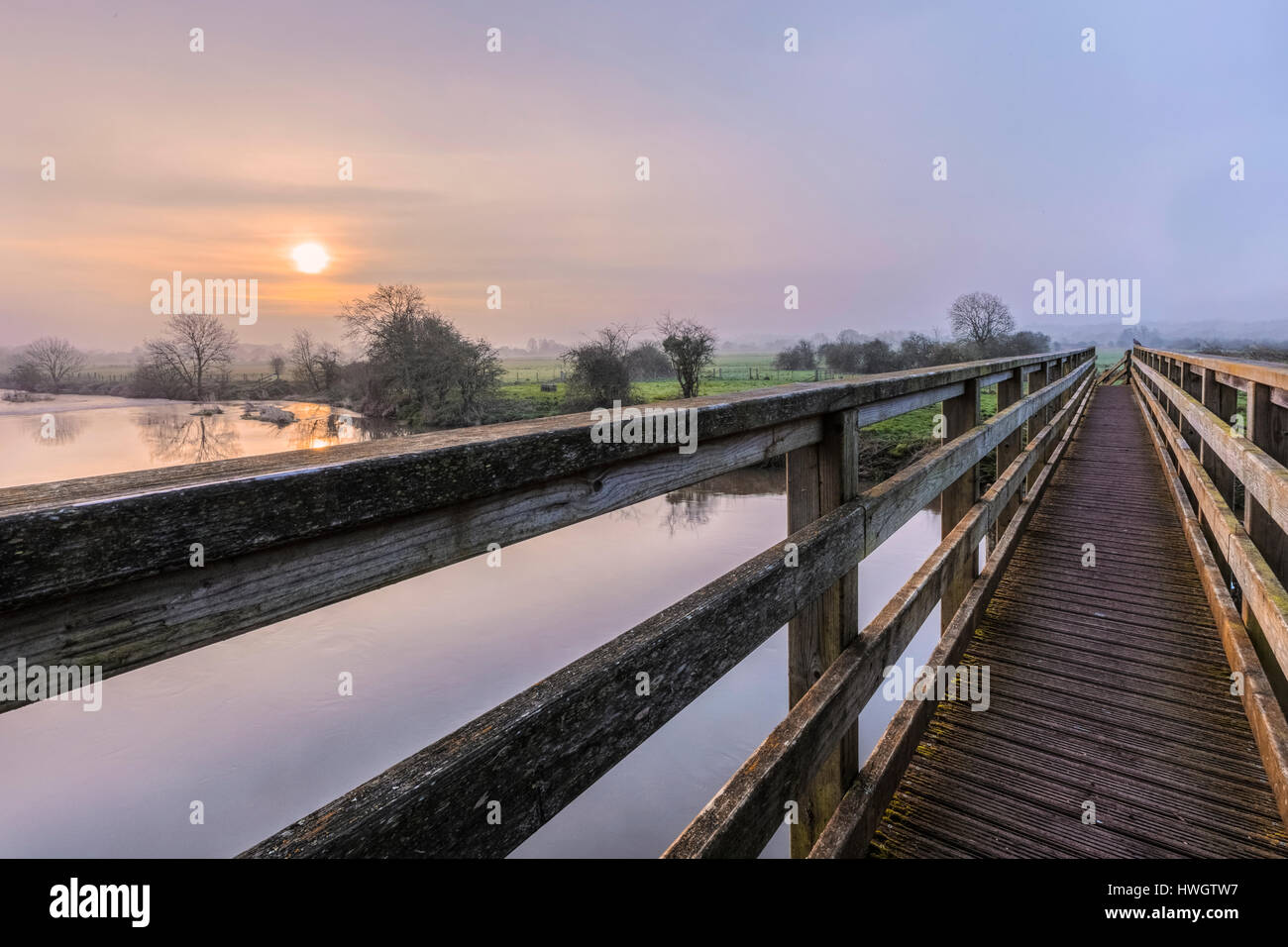 Eyebridge, River Stour, Wimborne Minster, Dorset, England, UK Stock Photo