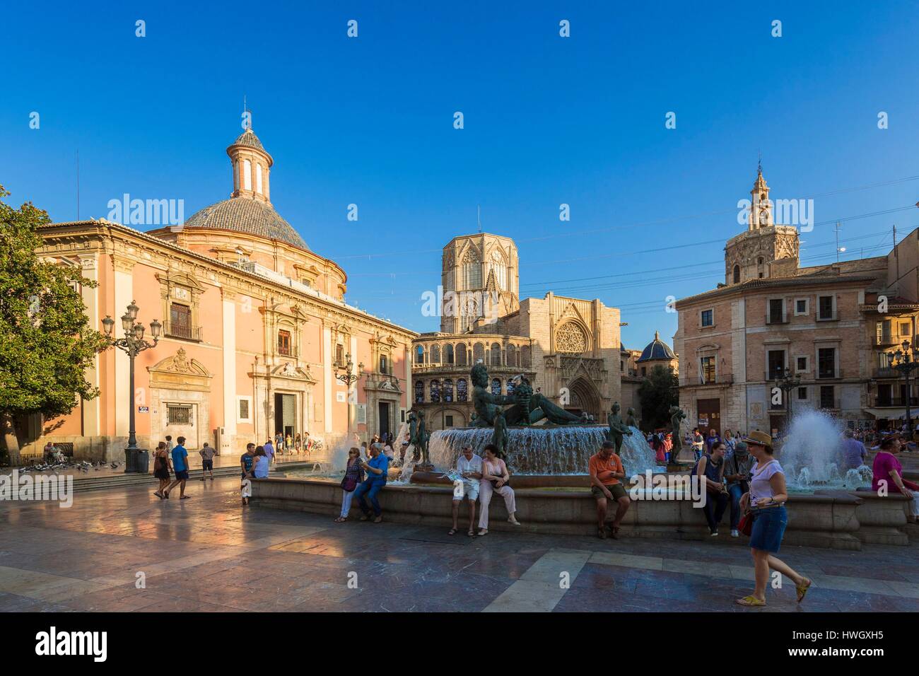 Spain Valencia Historical Center Plaza De La Virgen With On The