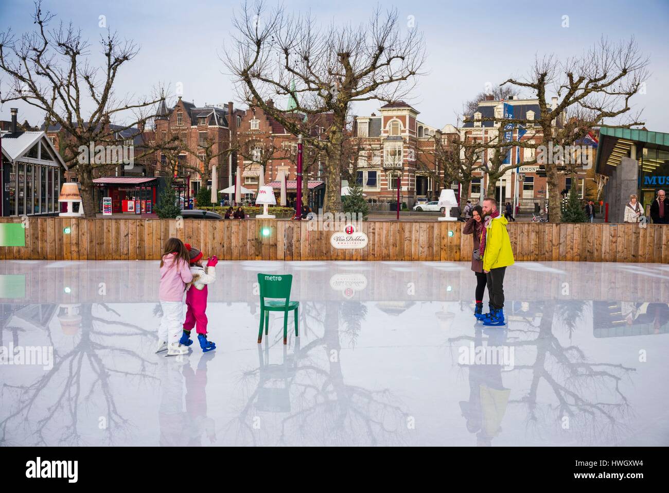 Netherlands, Amsterdam, Rijksmuseum, ice skating rink Stock Photo Alamy