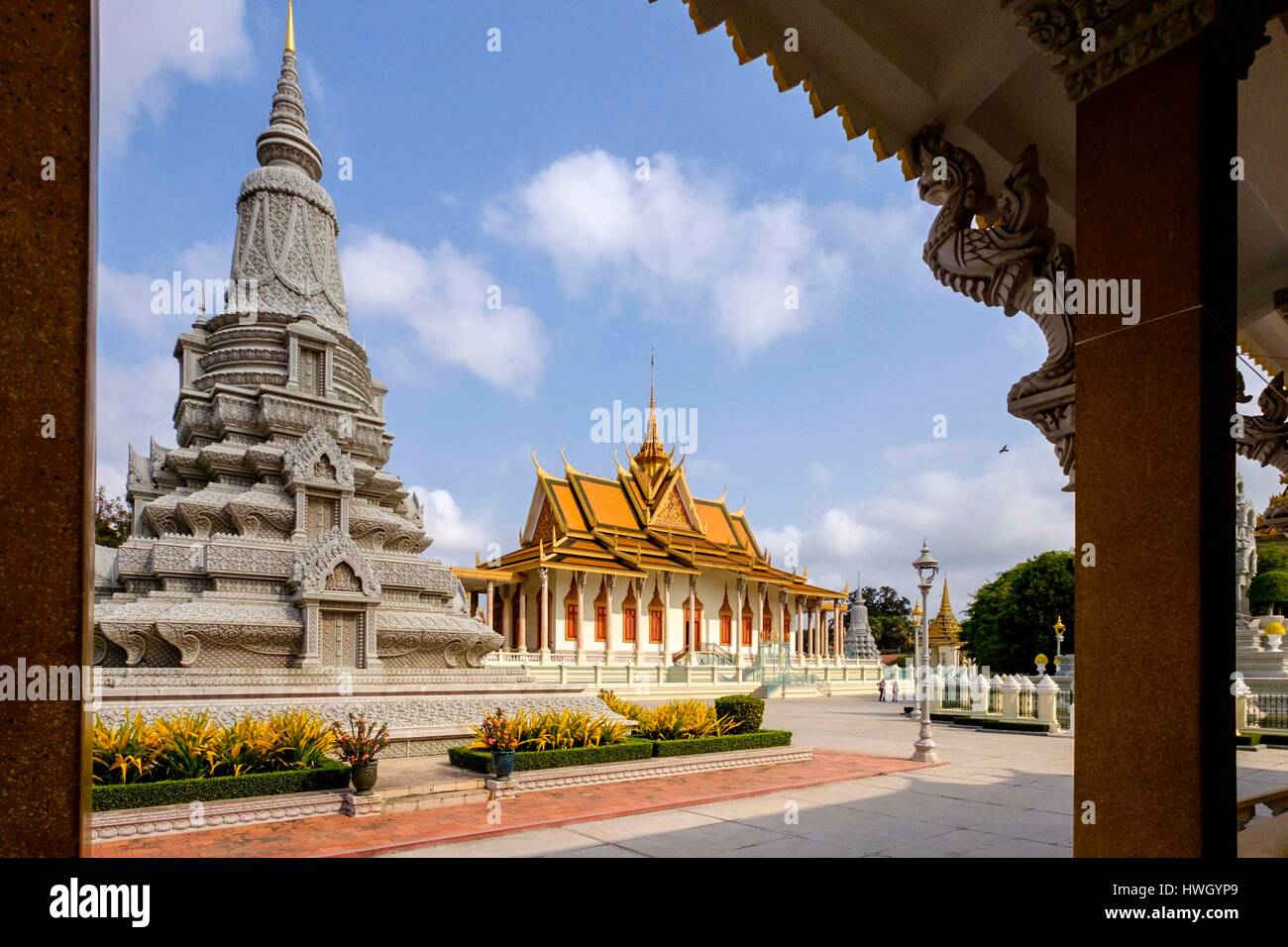 Cambodia, Phnom Penh, Silver Pagoda inside the Royal palace, dated 19 th century Stock Photo