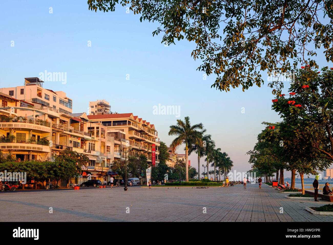 Cambodia, Phnom Penh, Sisowath riverline, Bassac river and walk about Stock Photo