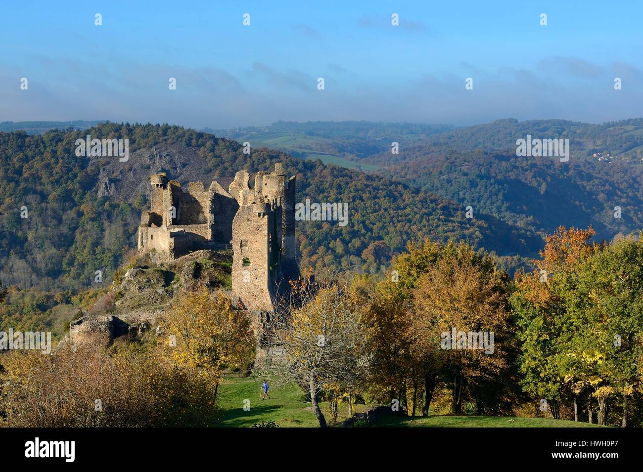 France, Puy de Dome, Sioule valley, Saint Remy de Blot, the chateau Rocher (castle Rocher) Stock Photo